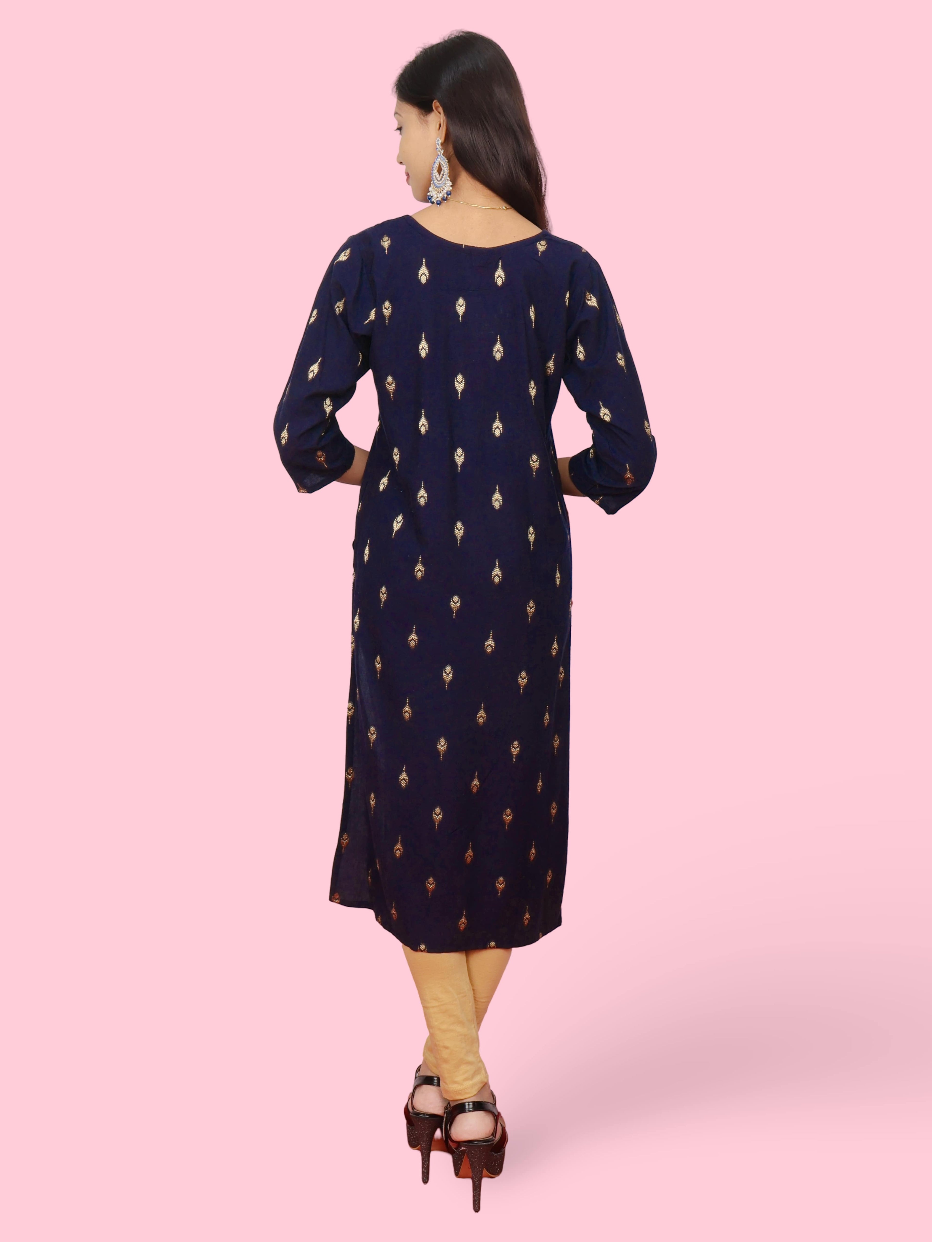 Cotton Kurti with Stunning Embroidered Neck