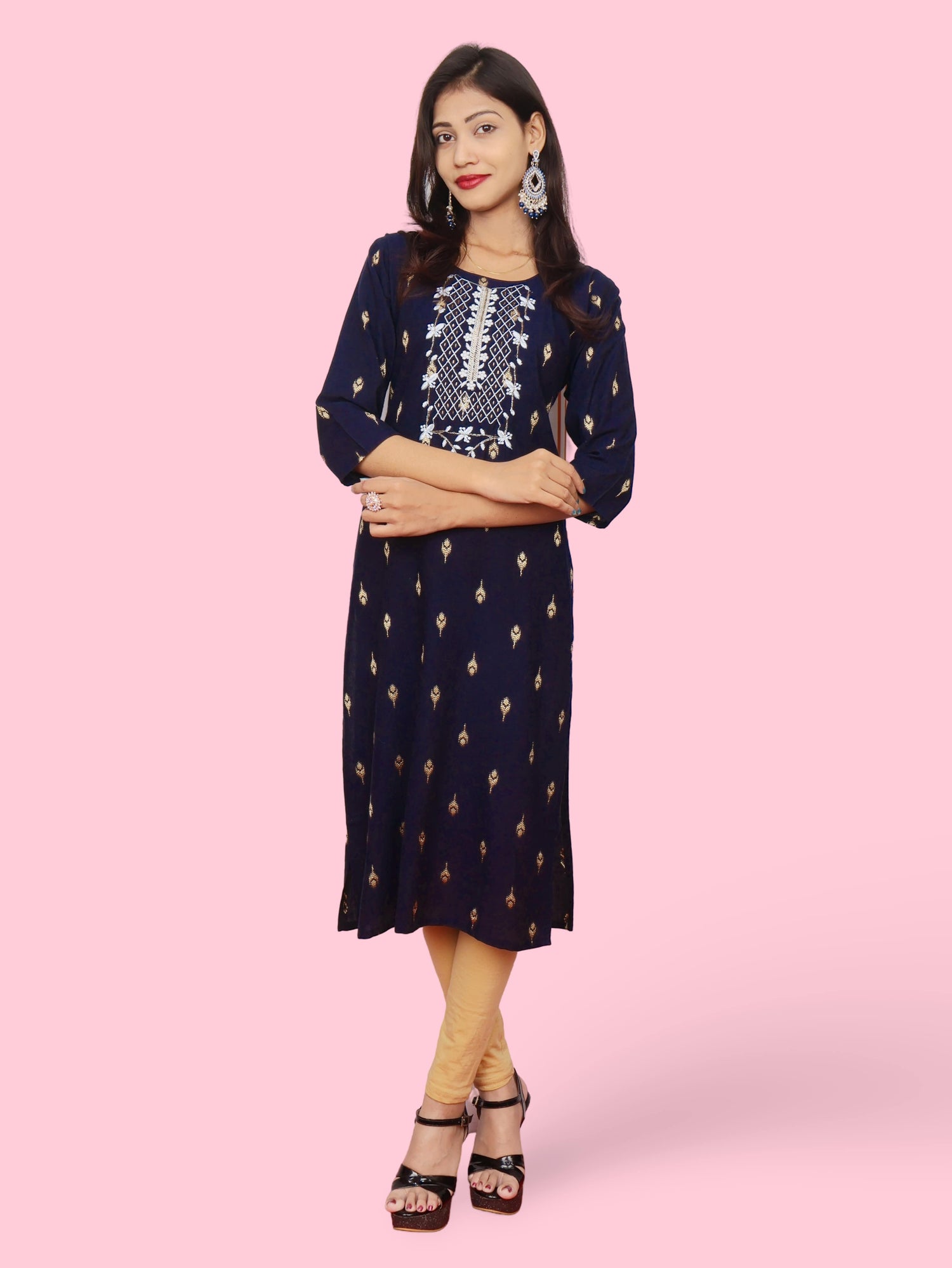 Cotton Kurti with Stunning Embroidered Neck