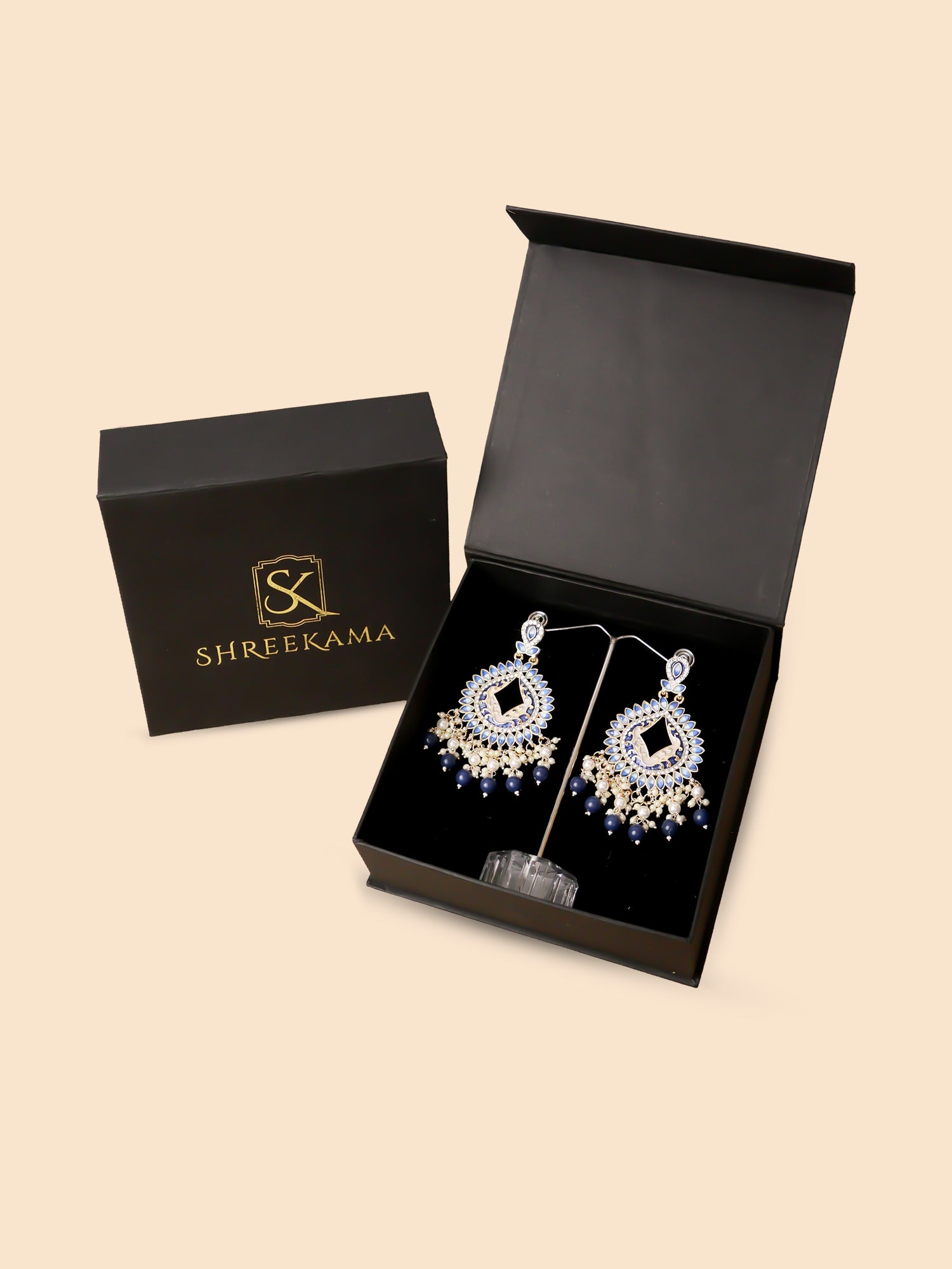 Gold-Toned & Chandbali Earrings with Crystals and Pearls for Women by Shreekama Purple Fashion Jewelry for Party Festival Wedding Occasion in Noida