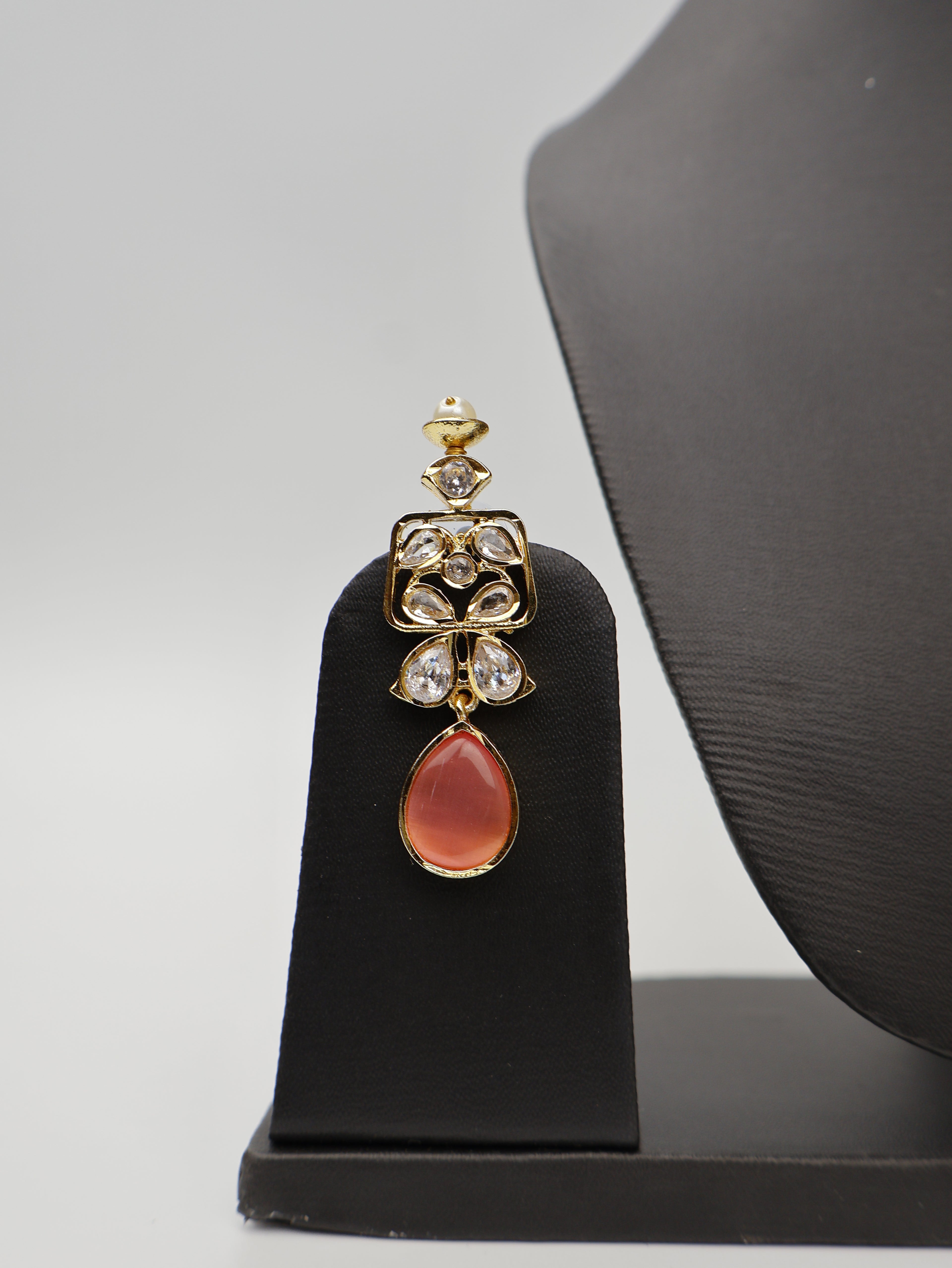 Three Layer Pink & Mint Green Monalisa Stones and Polki Necklace Set Fashion Jewelry for Party Festival Wedding Occasion in Noida