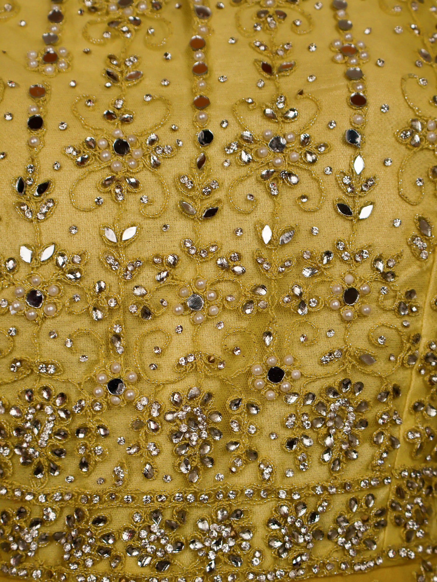 Net Fabric Gown with Pearl & Embroidery by Shreekama Lemon Yellow Designer Gowns for Party Festival Wedding Occasion in Noida