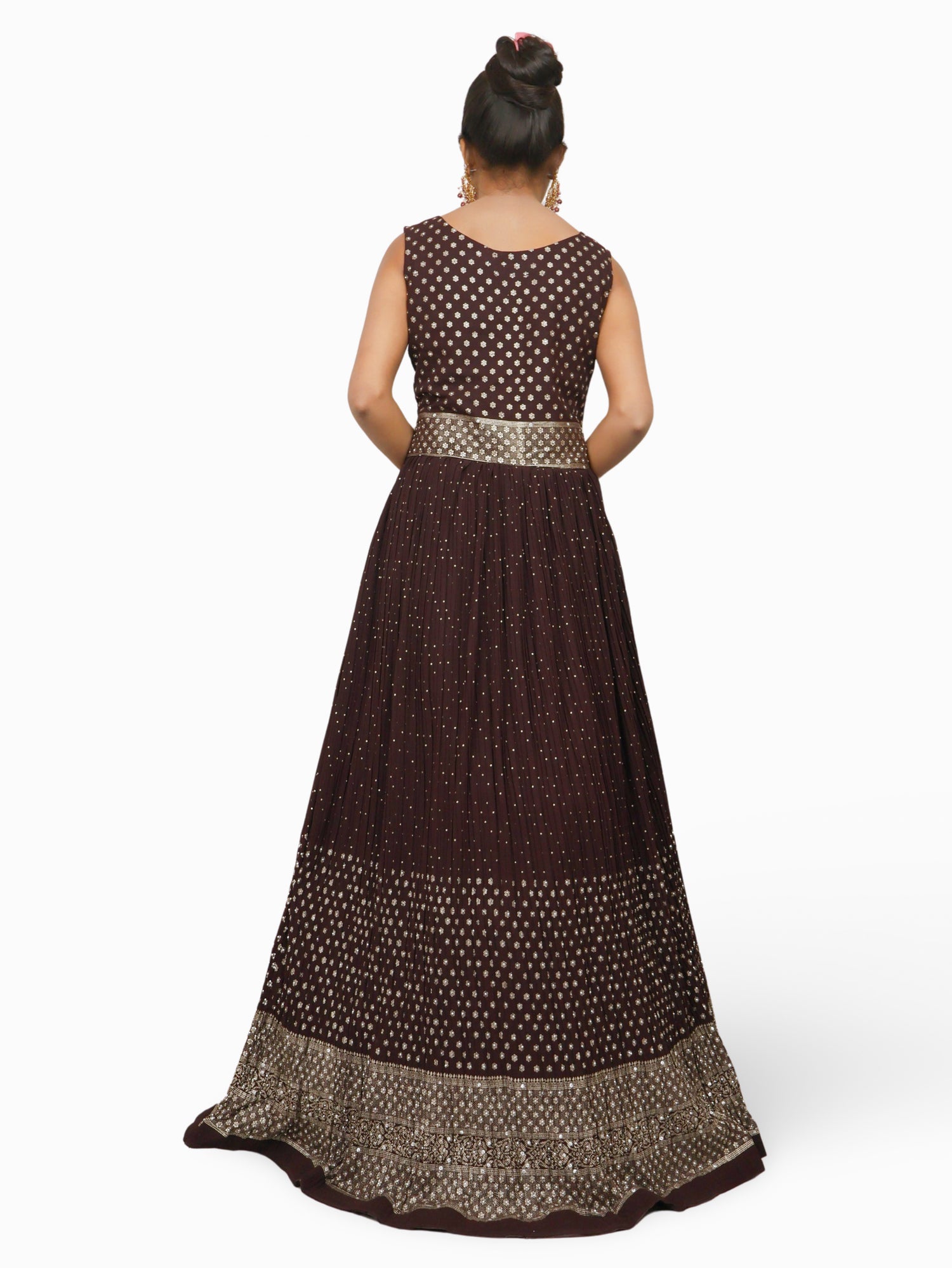 Gown with Stone & Kundan Work by Shreekama Coca Cola Designer Gowns for Party Festival Wedding Occasion in Noida