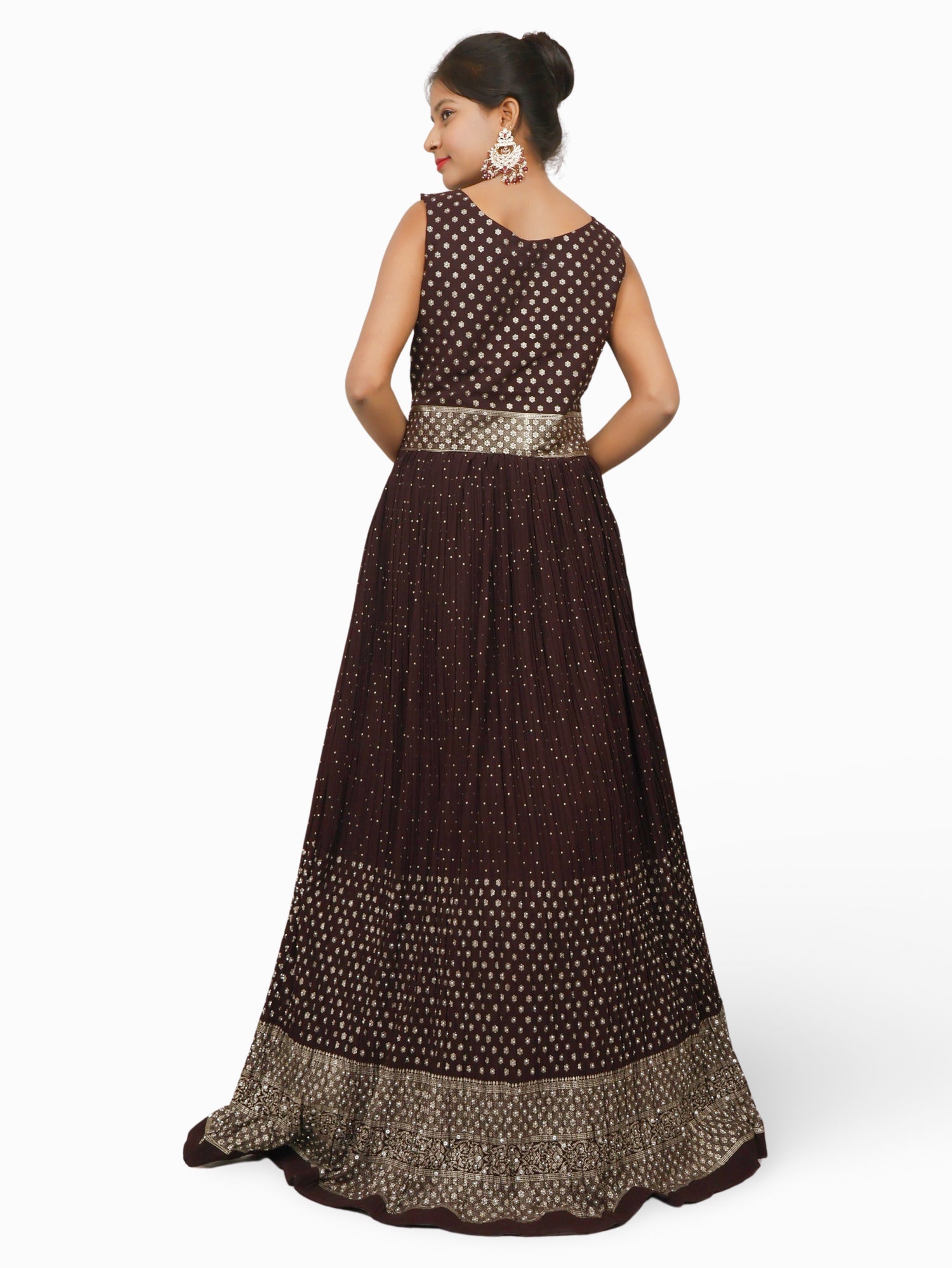 Gown with Stone & Kundan Work by Shreekama Coca Cola Designer Gowns for Party Festival Wedding Occasion in Noida