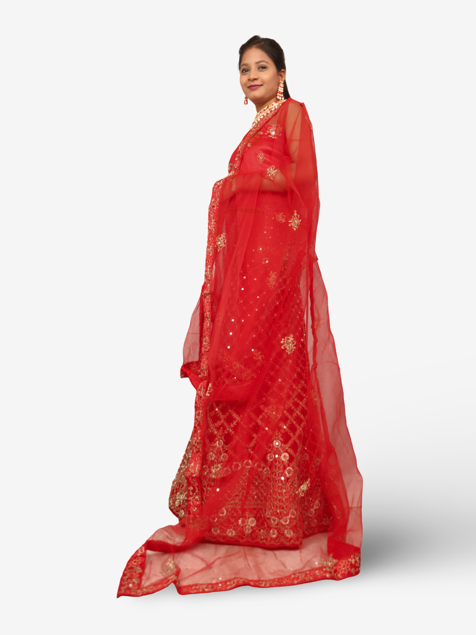Semi-Stitched Lehenga Embroidery & Zari Thread Work by Shreekama Red Semi-Stitched Lehenga for Party Festival Wedding Occasion in Noida