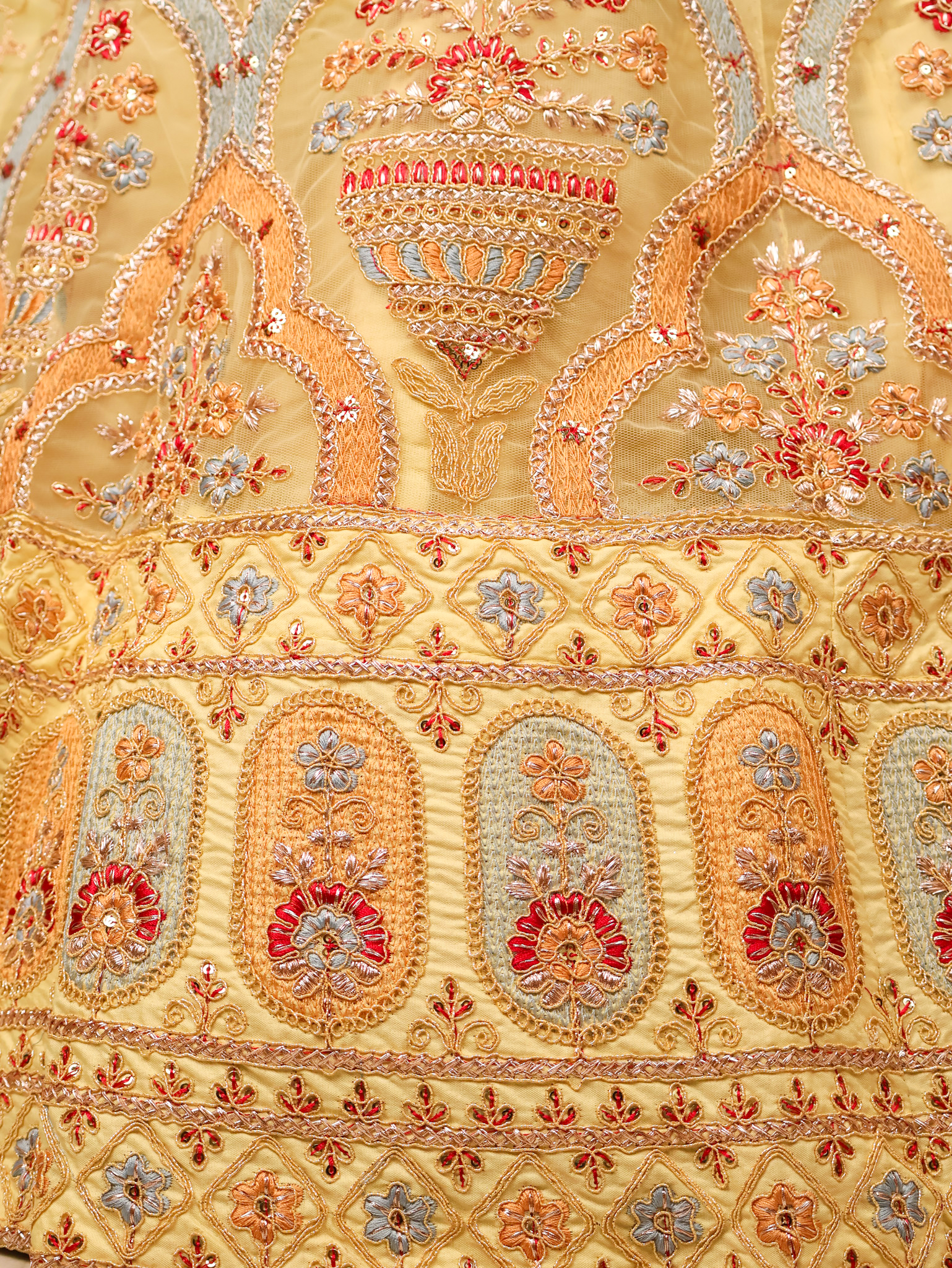 Semi-Stitched Lehenga Embroidery & Zari Thread Work by Shreekama Lemon Yellow Semi-Stitched Lehenga for Party Festival Wedding Occasion in Noida