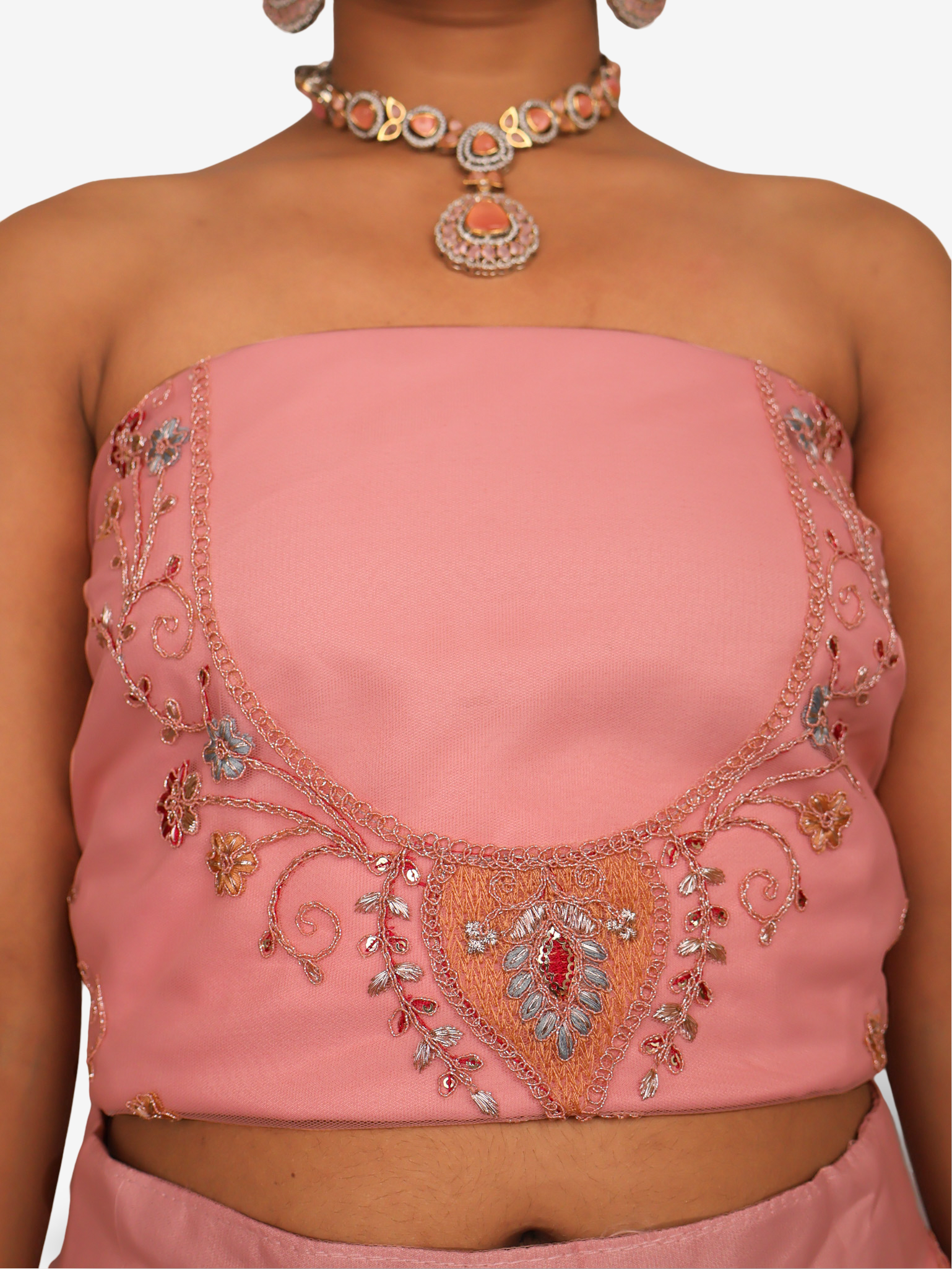Semi-Stitched Lehenga Embroidery & Zari Thread Work by Shreekama Light Pink Semi-Stitched Lehenga for Party Festival Wedding Occasion in Noida