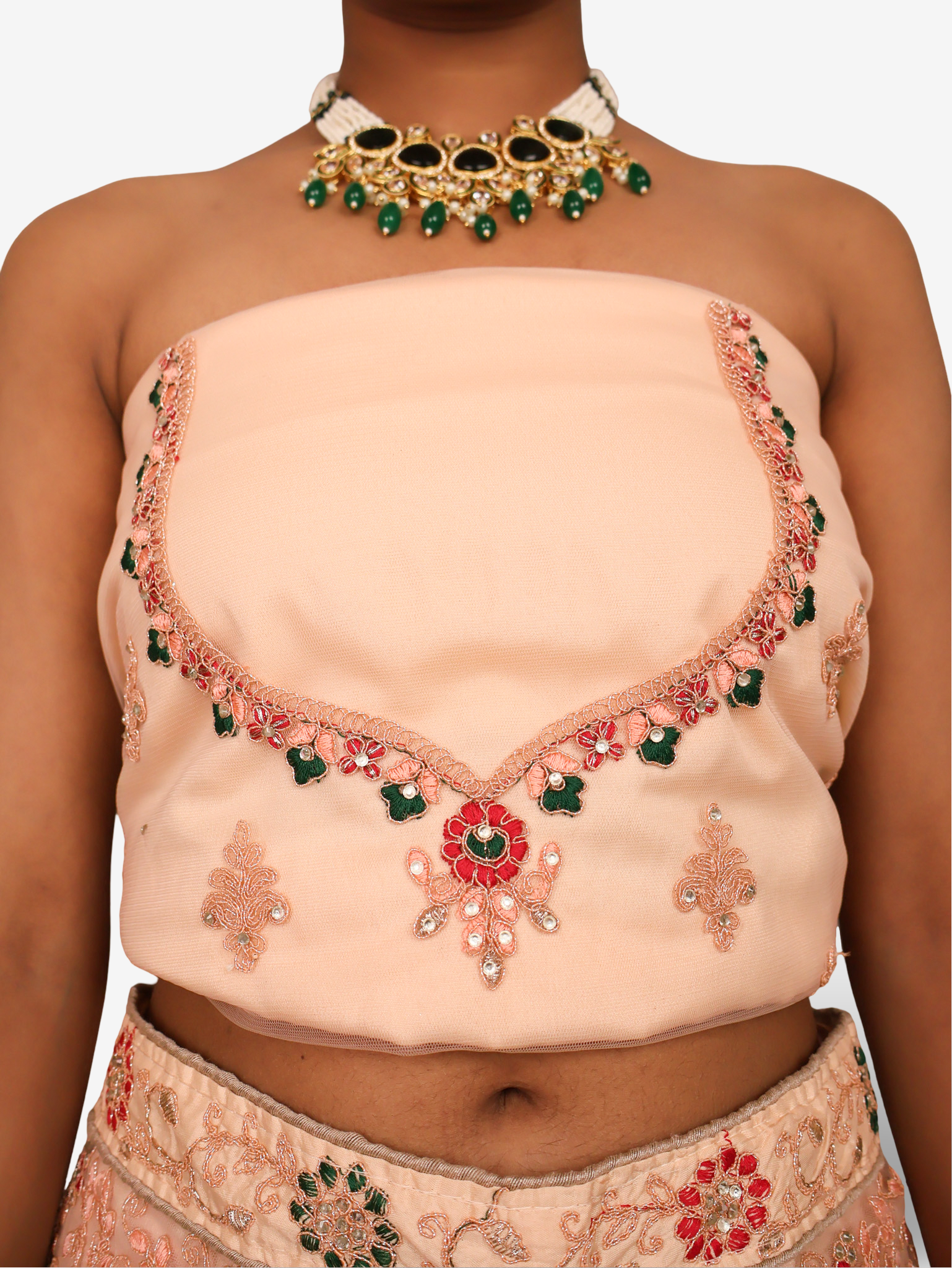 Semi-Stiched Lehenga with Soft Net Fabric & Zari Thread Work by Shreekama Peach Semi-Stitched Lehenga for Party Festival Wedding Occasion in Noida