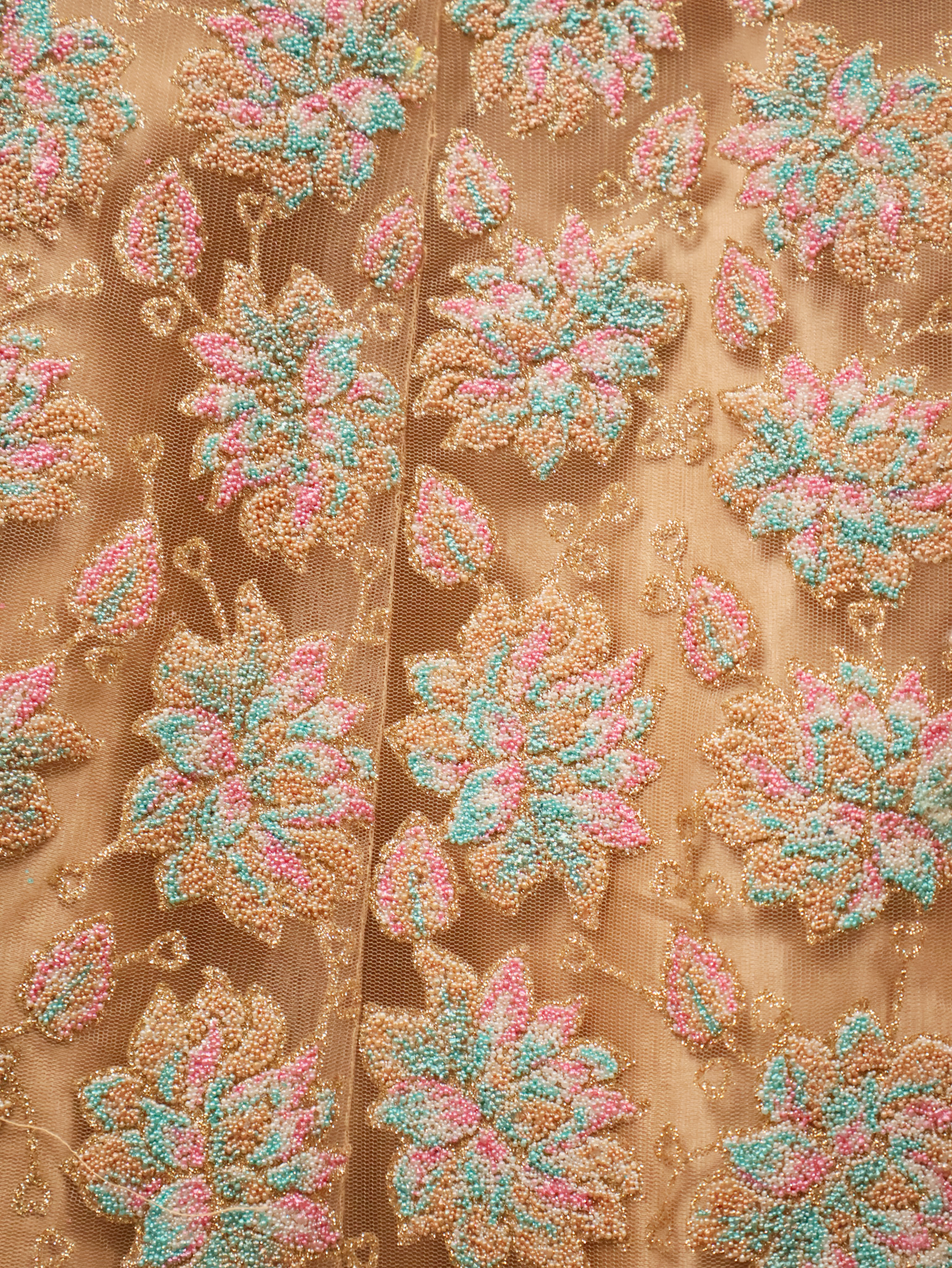 Semi-Stitched Lehenga with Soft Net Fabric & Multi beads work by Shreekama Gold Semi-Stitched Lehenga for Party Festival Wedding Occasion in Noida