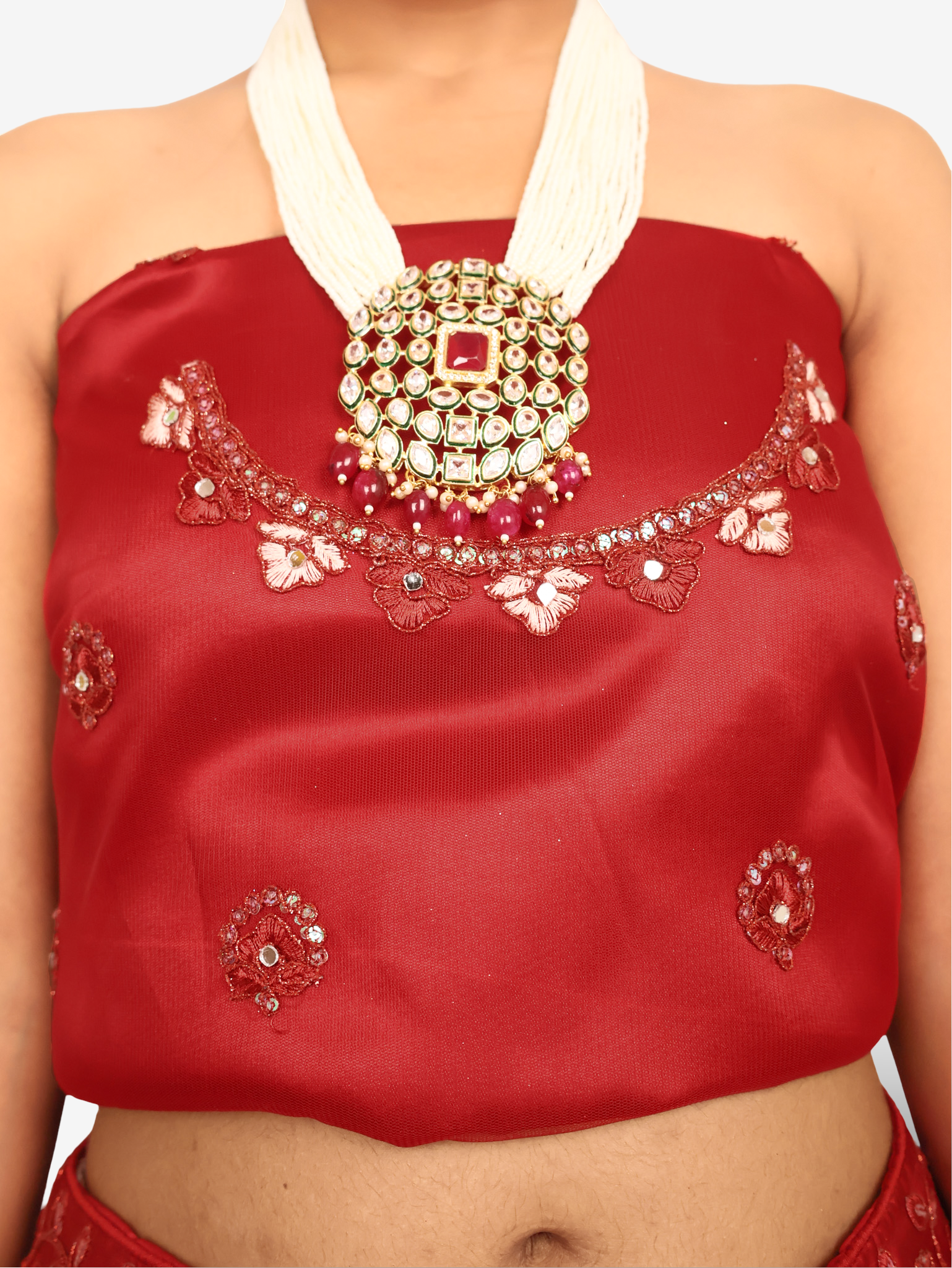 Semi-Stitched Lehenga with Sequin & Embroidery Work by Shreekama Maroon Semi-Stitched Lehenga for Party Festival Wedding Occasion in Noida