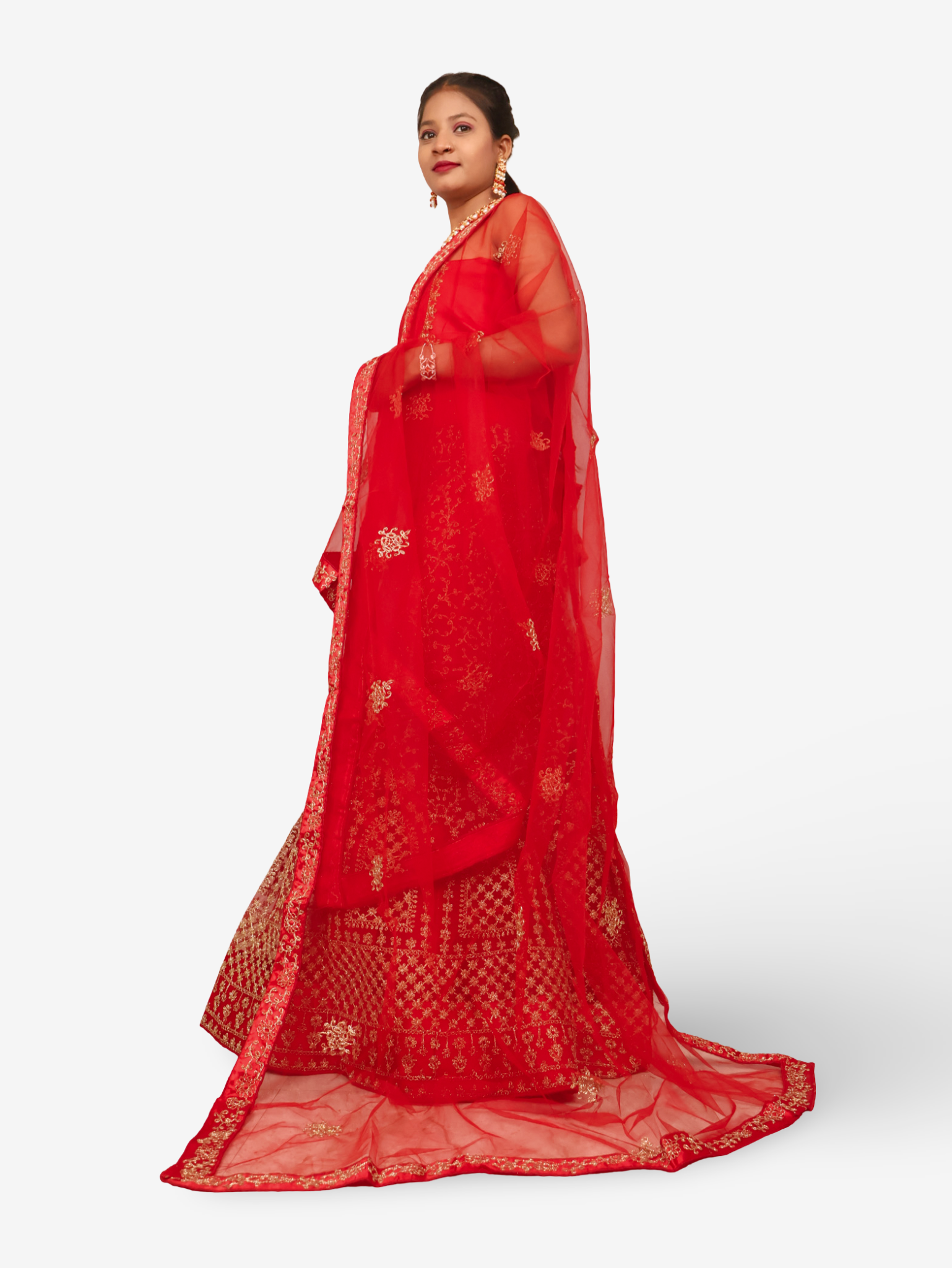 Semi-Stitched Lehenga with Soft Net Fabric & Zari Thread Work by Shreekama Red Semi-Stitched Lehenga for Party Festival Wedding Occasion in Noida