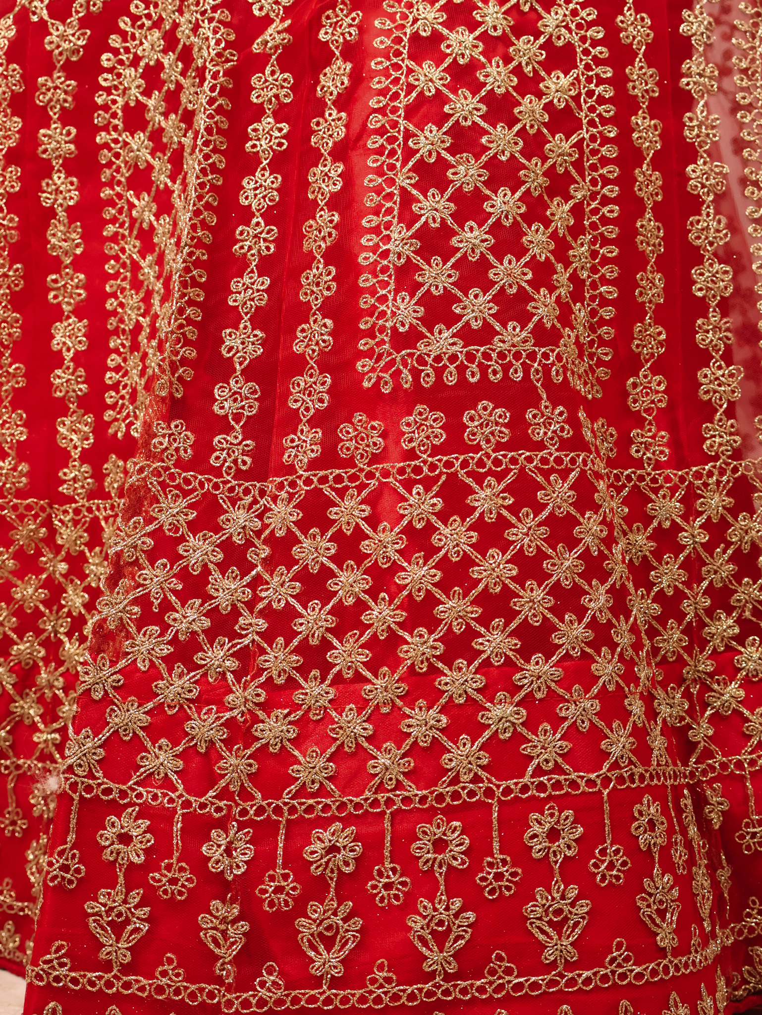 Semi-Stitched Lehenga with Soft Net Fabric & Zari Thread Work by Shreekama Red Semi-Stitched Lehenga for Party Festival Wedding Occasion in Noida