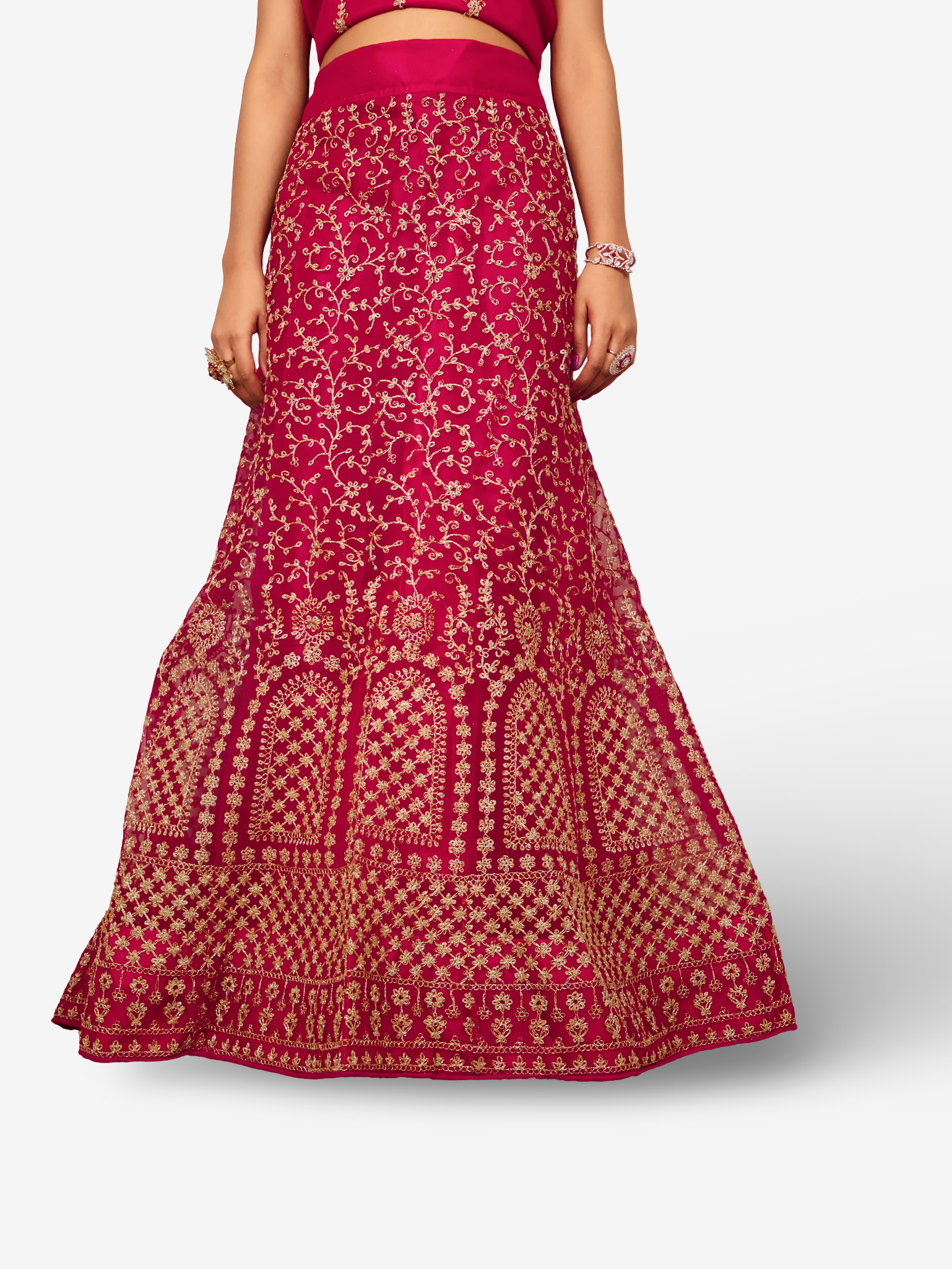 Semi-Stitched Lehenga with Soft Net Fabric & Zari Thread Work by Shreekama Rani Color Semi-Stitched Lehenga for Party Festival Wedding Occasion in Noida