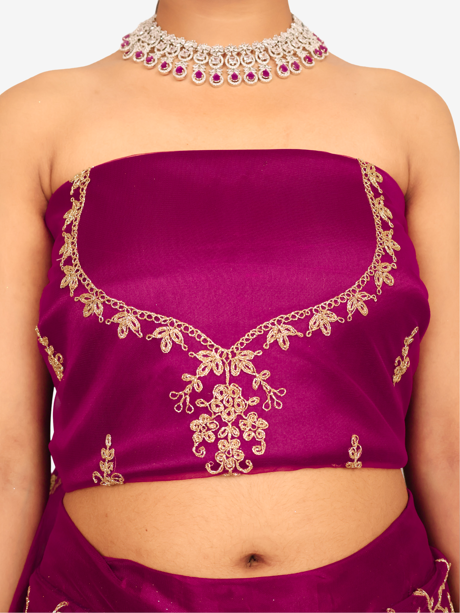 Semi-Stitched Lehenga with Soft Net Fabric & Zari Thread Work by Shreekama Wine Semi-Stitched Lehenga for Party Festival Wedding Occasion in Noida