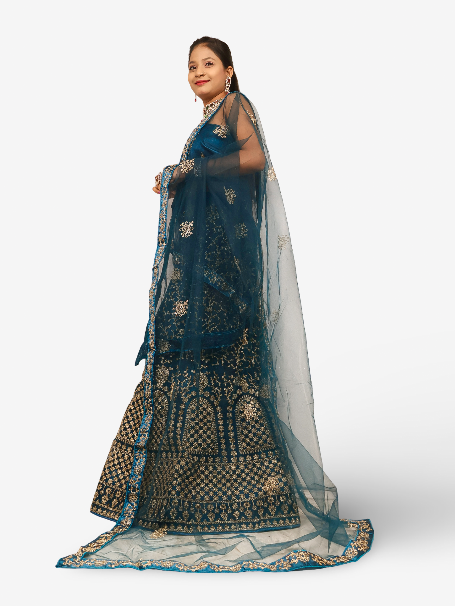 Semi-Stitched Lehenga with Soft Net Fabric & Zari Thread Work by Shreekama Royal Blue Semi-Stitched Lehenga for Party Festival Wedding Occasion in Noida
