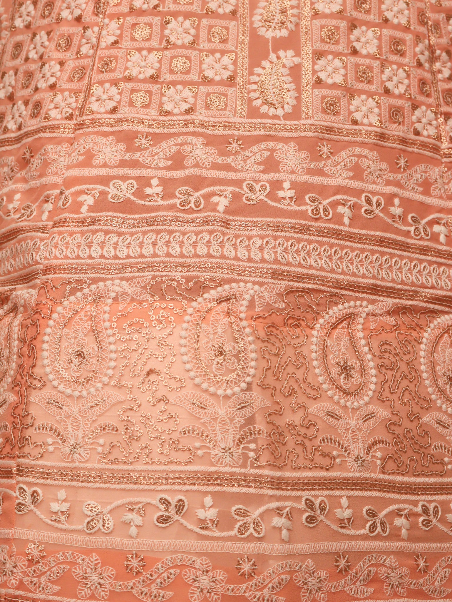 Semi-Stitched Lehenga with Embroidery & Golden Sequin work by Shreekama Peach Semi-Stitched Lehenga for Party Festival Wedding Occasion in Noida