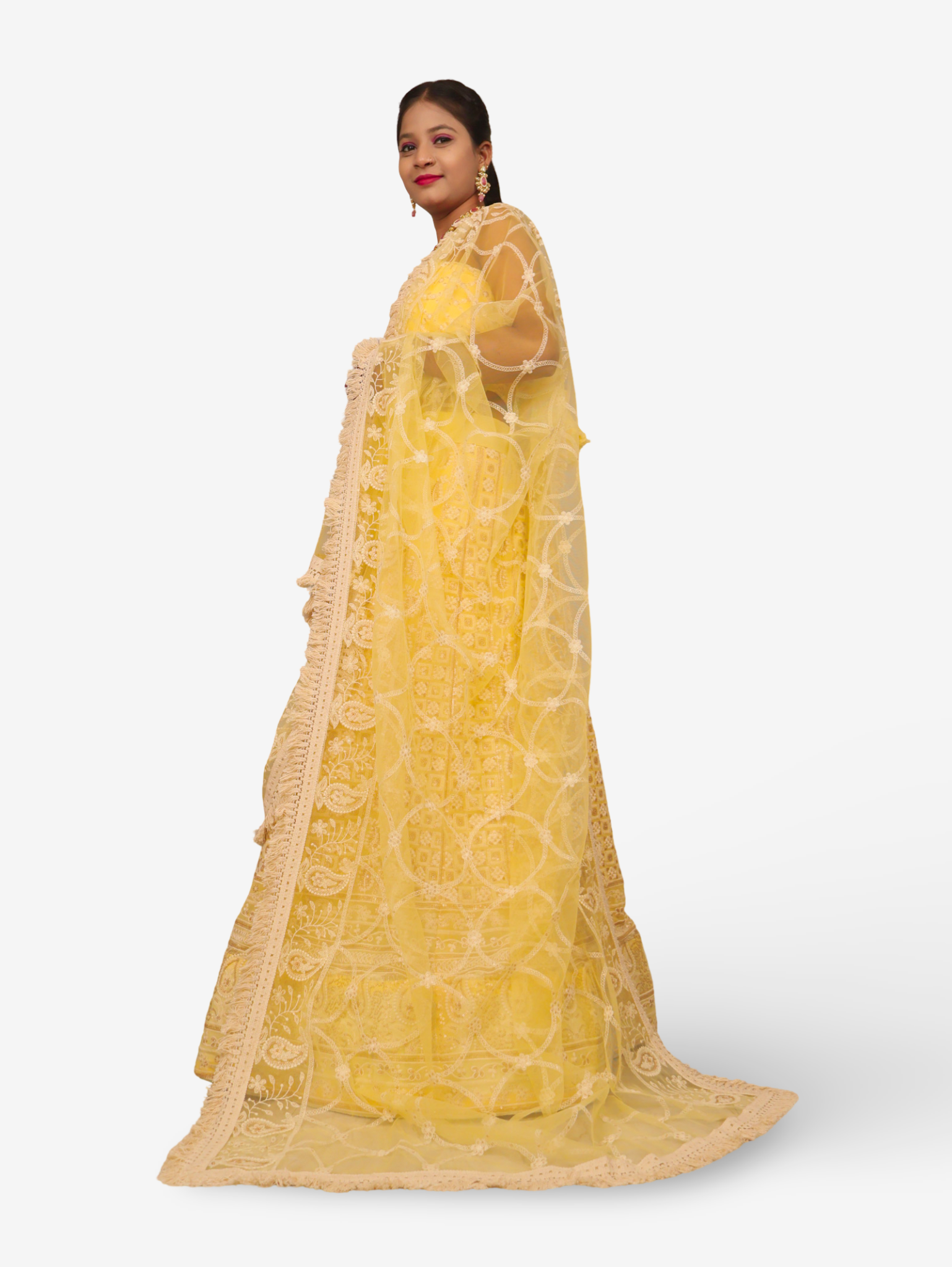 Semi-Stitched Lehenga with Embroidery & Golden Sequin work by Shreekama Yellow Semi-Stitched Lehenga for Party Festival Wedding Occasion in Noida