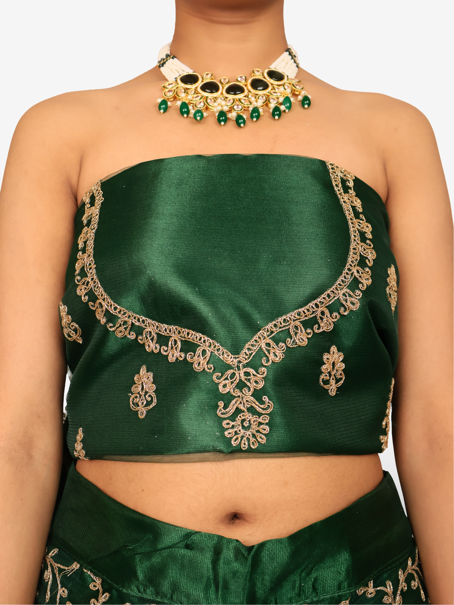Semi-Stitched Lehenga with Embroidery & Zari Thread Work by Shreekama Dark Green Semi-Stitched Lehenga for Party Festival Wedding Occasion in Noida
