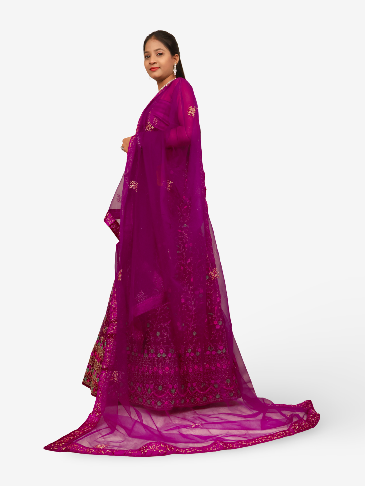 Semi-Stitched Lehenga with Embroidery & Zari Thread Work by Shreekama Purple Semi-Stitched Lehenga for Party Festival Wedding Occasion in Noida