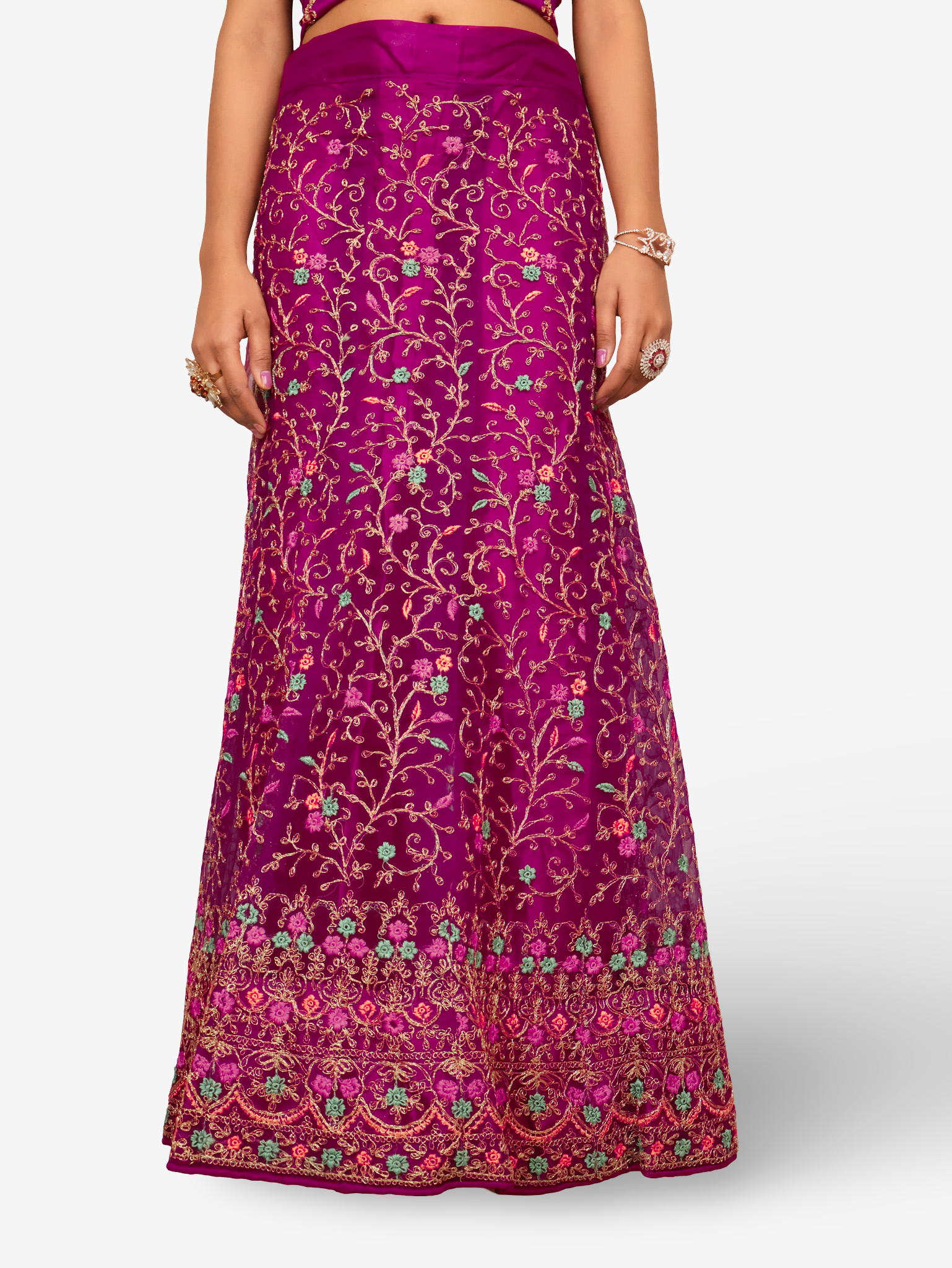 Semi-Stitched Lehenga with Embroidery & Zari Thread Work by Shreekama Purple Semi-Stitched Lehenga for Party Festival Wedding Occasion in Noida