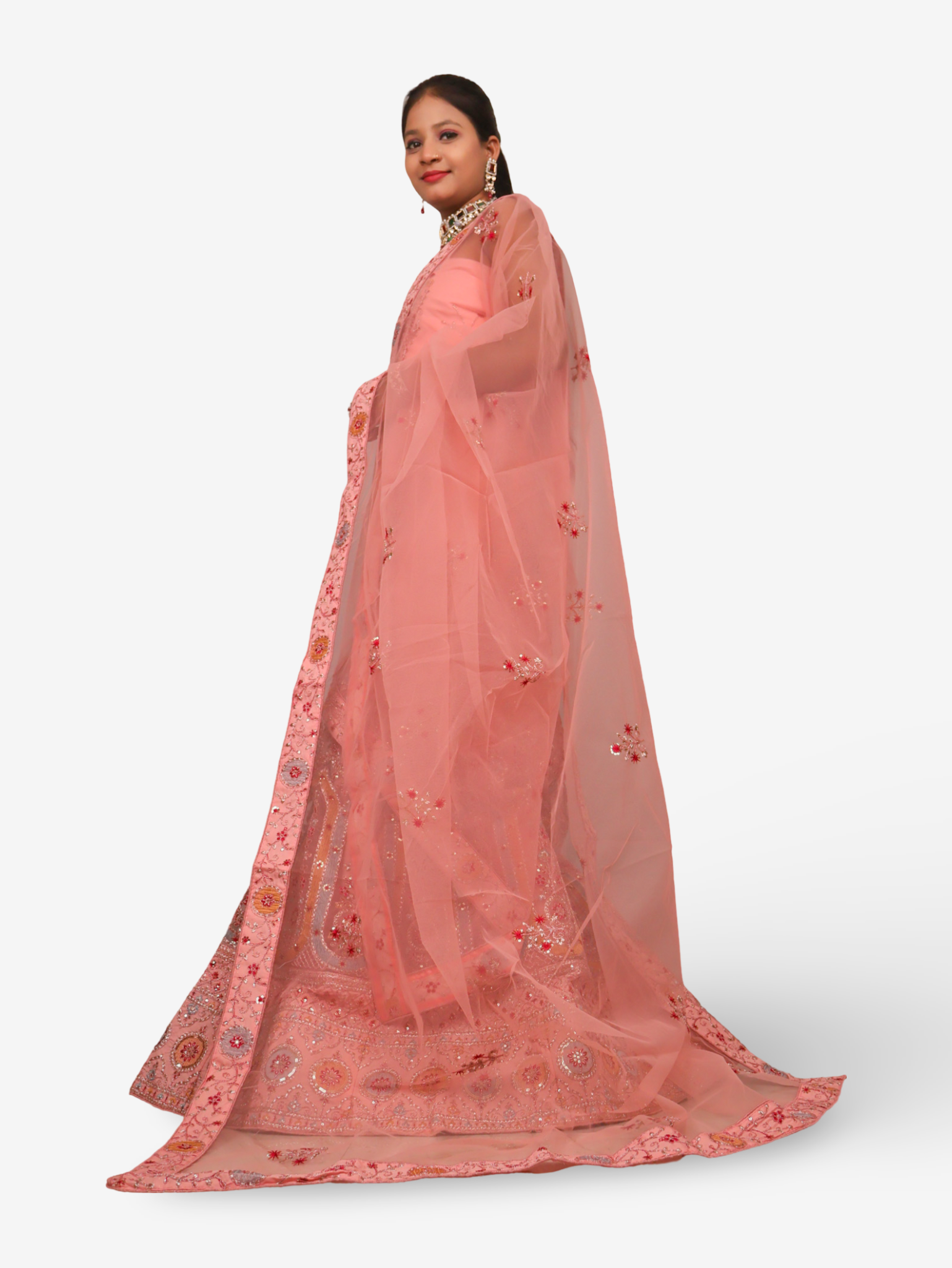 Semi-Stitched Lehenga with Embroidery & Zari Thread Work by Shreekama Baby Pink Semi-Stitched Lehenga for Party Festival Wedding Occasion in Noida