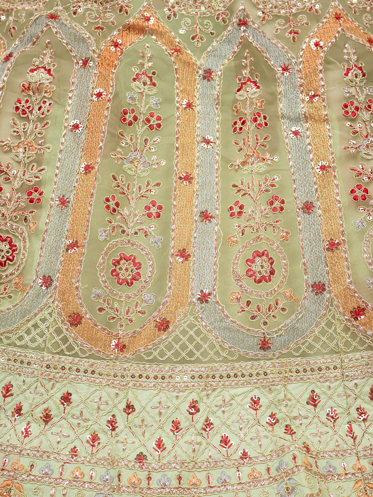 Semi-Stitched Lehenga with Embroidery & Zari Thread Work by Shreekama Pista Green Semi-Stitched Lehenga for Party Festival Wedding Occasion in Noida