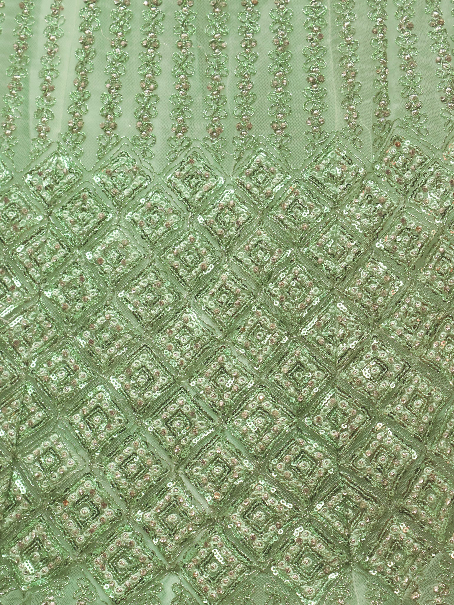 Semi-Stitched Lehenga with Soft Net Fabric & Zari Thread Work by Shreekama Pista Green Semi-Stitched Lehenga for Party Festival Wedding Occasion in Noida