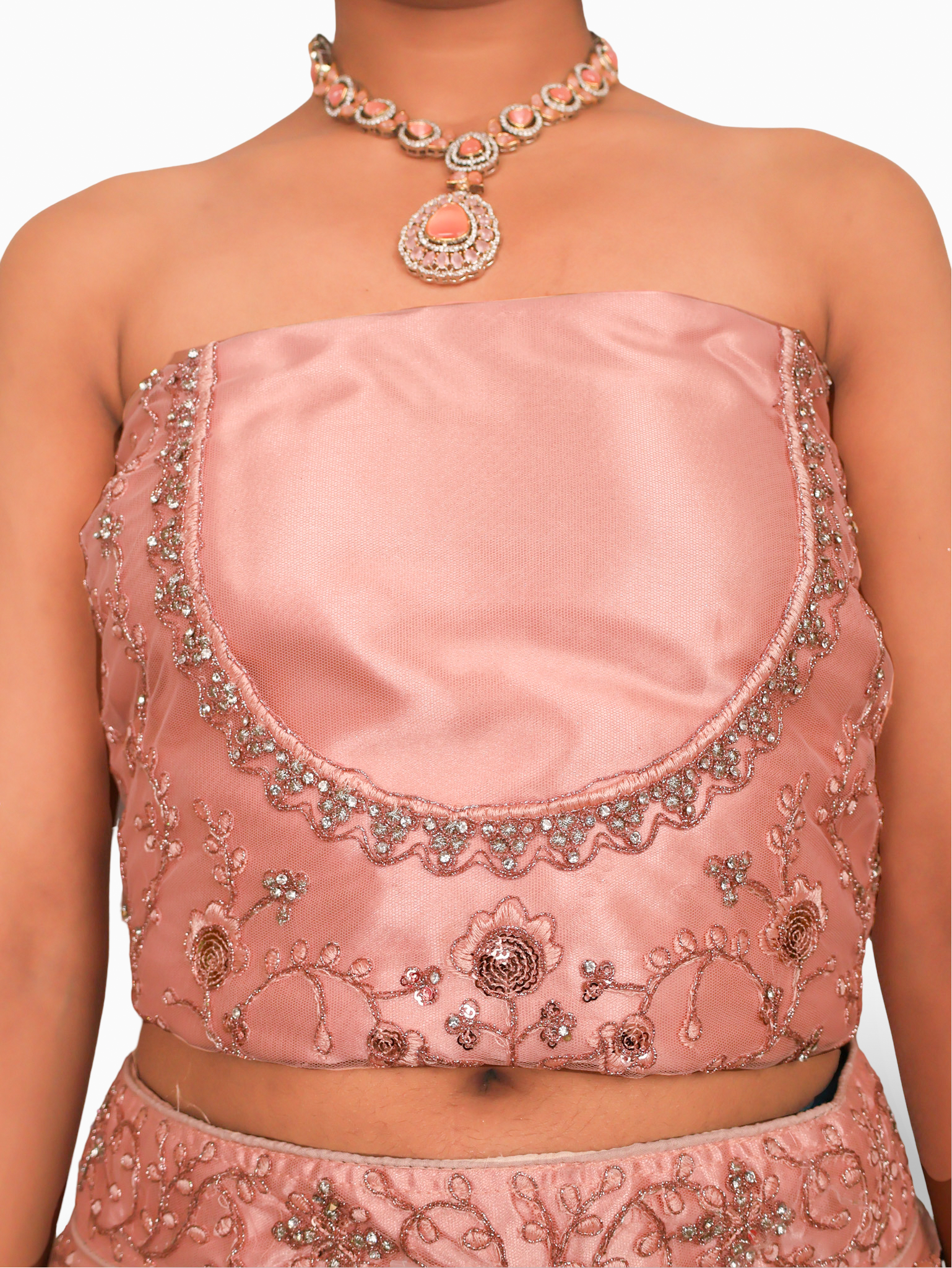 Semi-Stitched Lehenga with Soft Net Fabric & Zari Thread Work by Shreekama Peach Semi-Stitched Lehenga for Party Festival Wedding Occasion in Noida