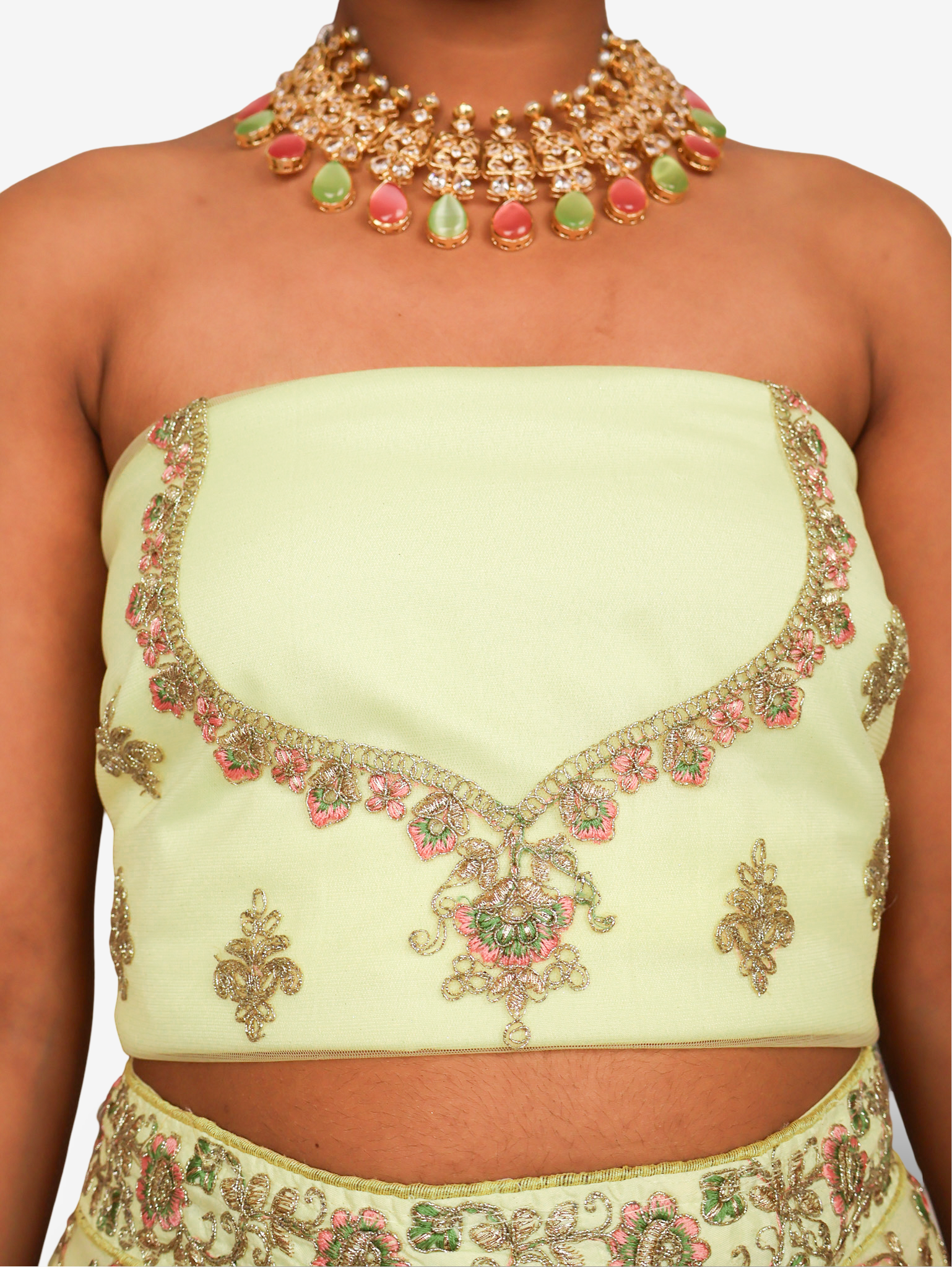 Semi-Stitched Lehenga with Soft Net Fabric & Zari Thread Work by Shreekama Lemon Yellow Semi-Stitched Lehenga for Party Festival Wedding Occasion in Noida