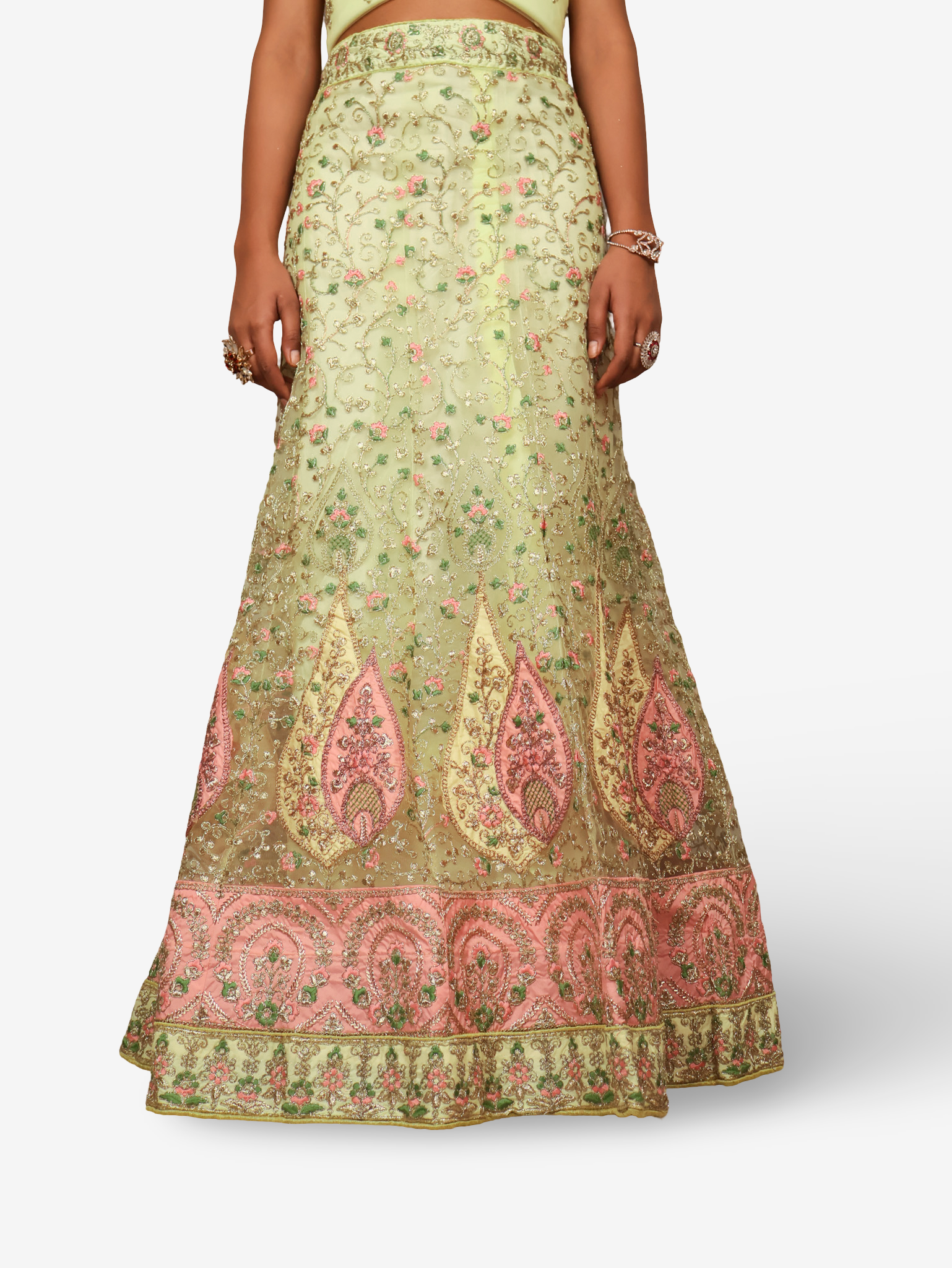 Semi-Stitched Lehenga with Soft Net Fabric & Zari Thread Work by Shreekama Lemon Yellow Semi-Stitched Lehenga for Party Festival Wedding Occasion in Noida