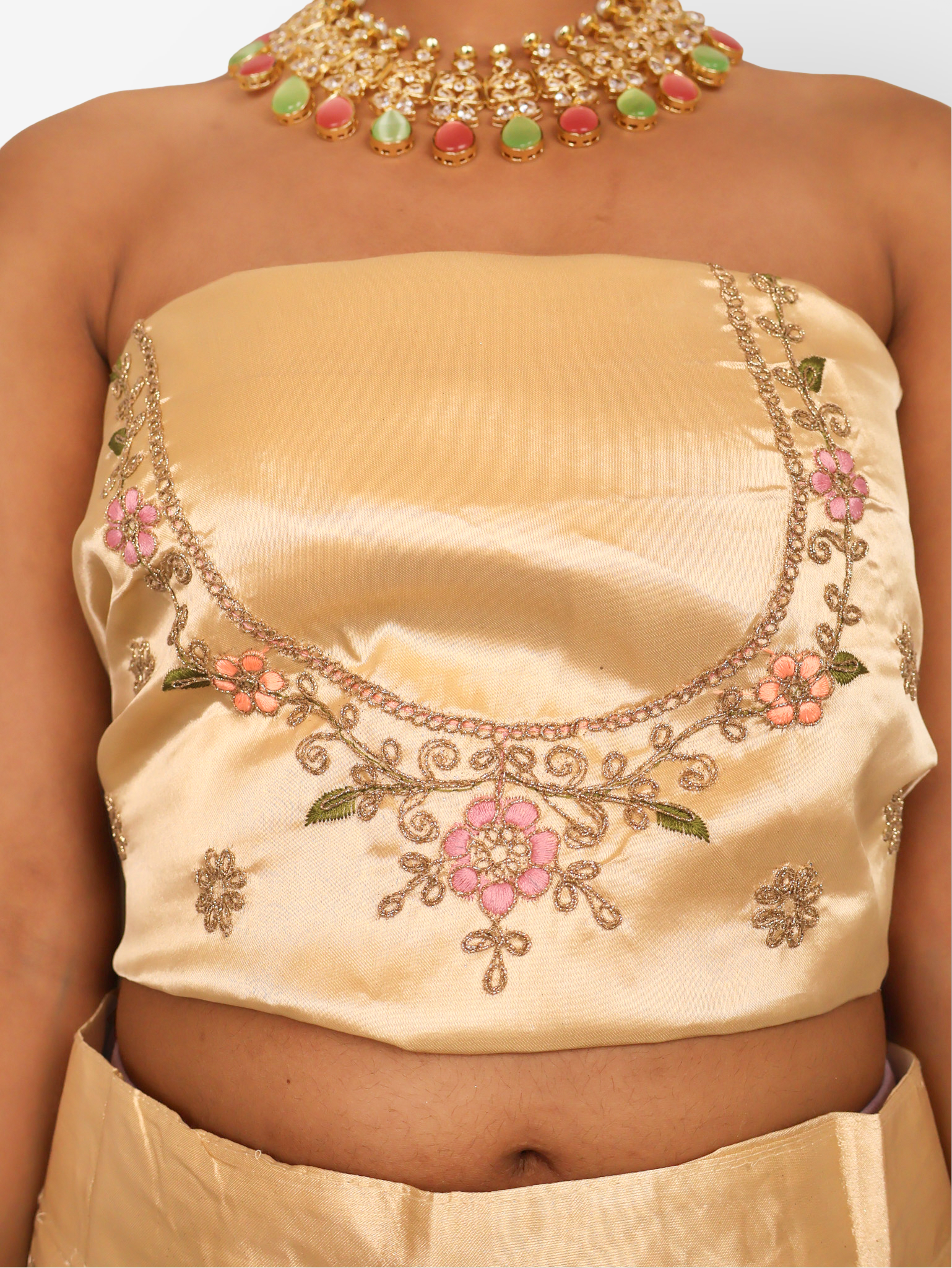 Semi-Stitched Lehenga with Soft Net Fabric & Zari Thread Work by Shreekama Gold & Pink Semi-Stitched Lehenga for Party Festival Wedding Occasion in Noida