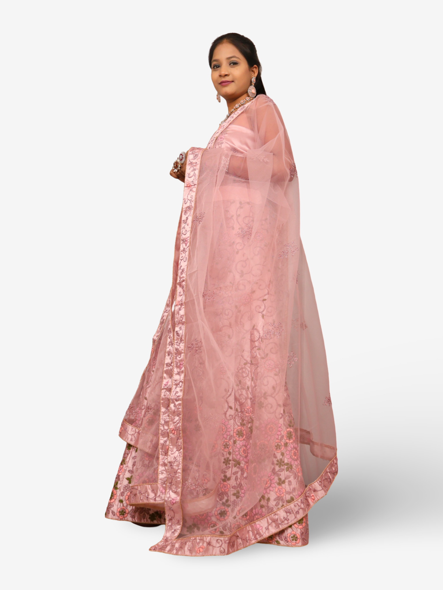 Semi-Stitched Lehenga with Soft Net Fabric & Zari Thread Work by Shreekama Onion Semi-Stitched Lehenga for Party Festival Wedding Occasion in Noida