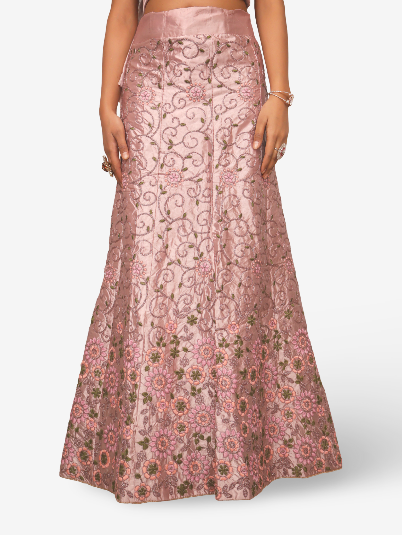 Semi-Stitched Lehenga with Soft Net Fabric & Zari Thread Work by Shreekama Onion Semi-Stitched Lehenga for Party Festival Wedding Occasion in Noida