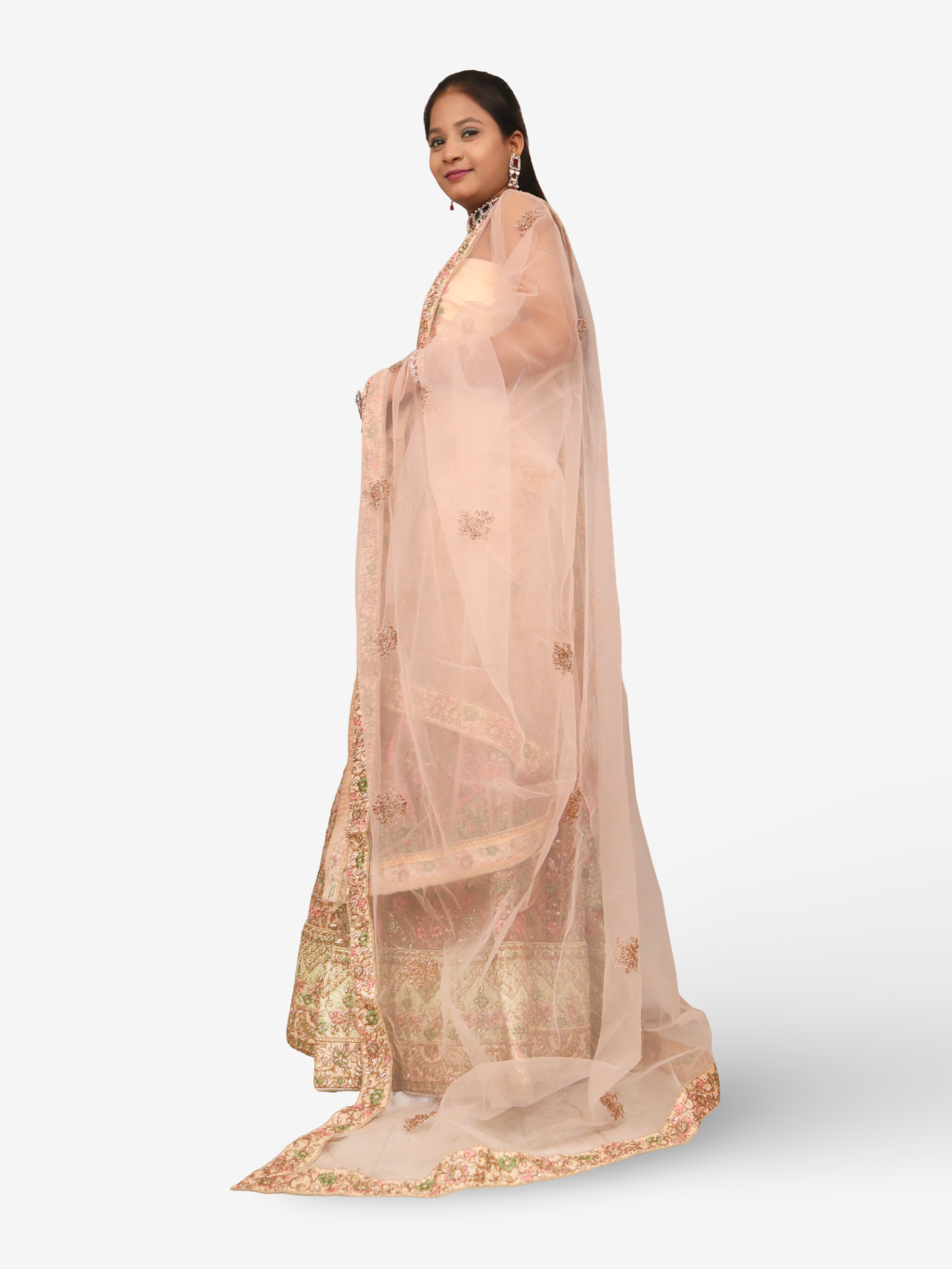 Semi-Stitched Lehenga with Soft Net Fabric & Zari Thread Work by Shreekama Beige Semi-Stitched Lehenga for Party Festival Wedding Occasion in Noida