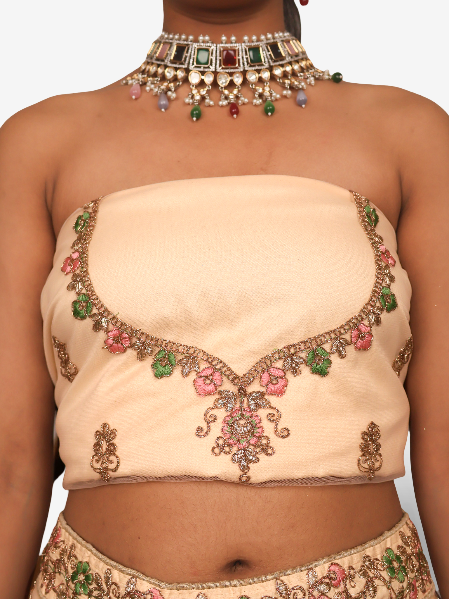 Semi-Stitched Lehenga with Soft Net Fabric & Zari Thread Work by Shreekama Beige Semi-Stitched Lehenga for Party Festival Wedding Occasion in Noida