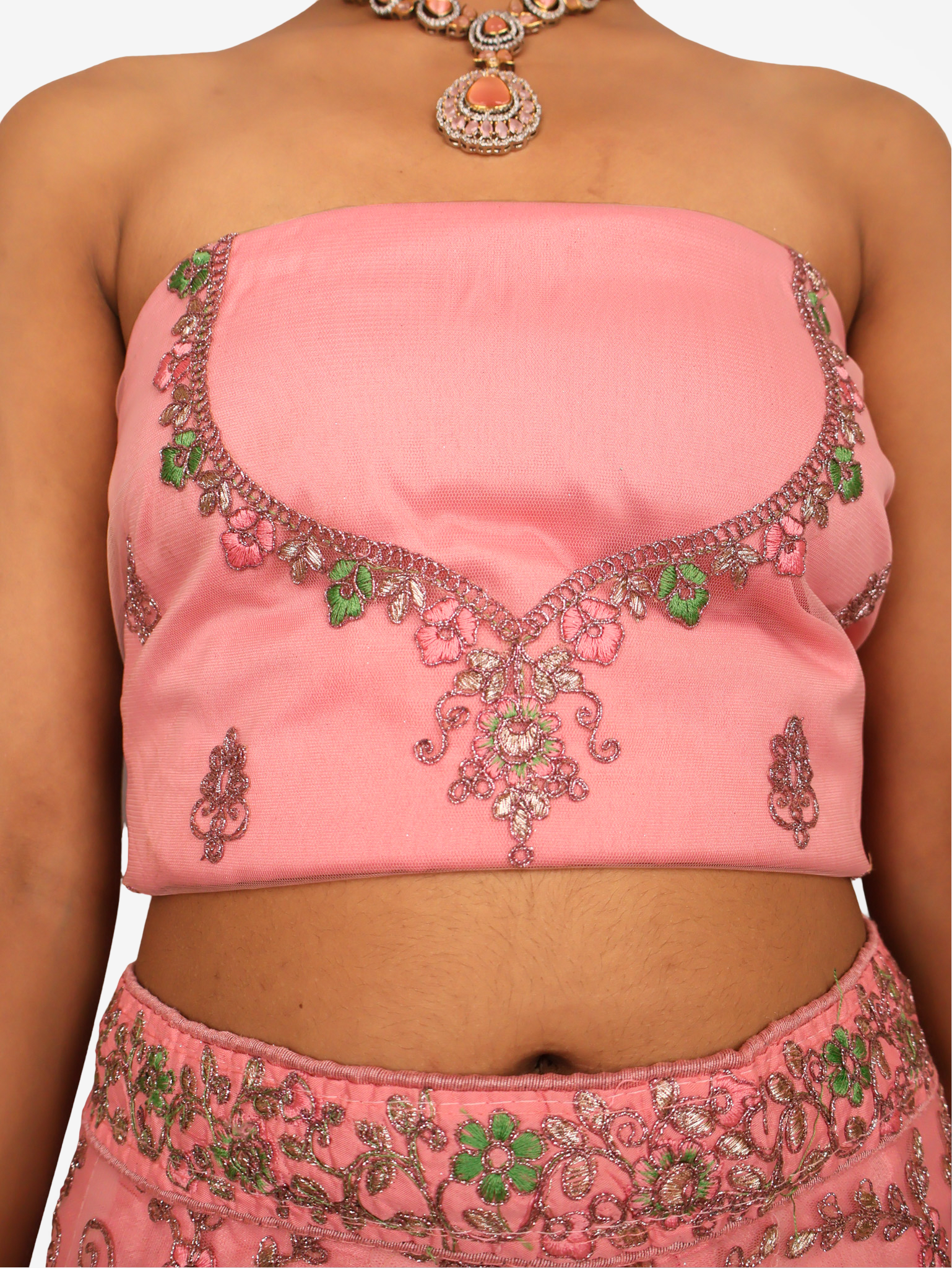 Semi-Stitched Lehenga with Soft Net Fabric & Zari Thread Work by Shreekama Pink Semi-Stitched Lehenga for Party Festival Wedding Occasion in Noida