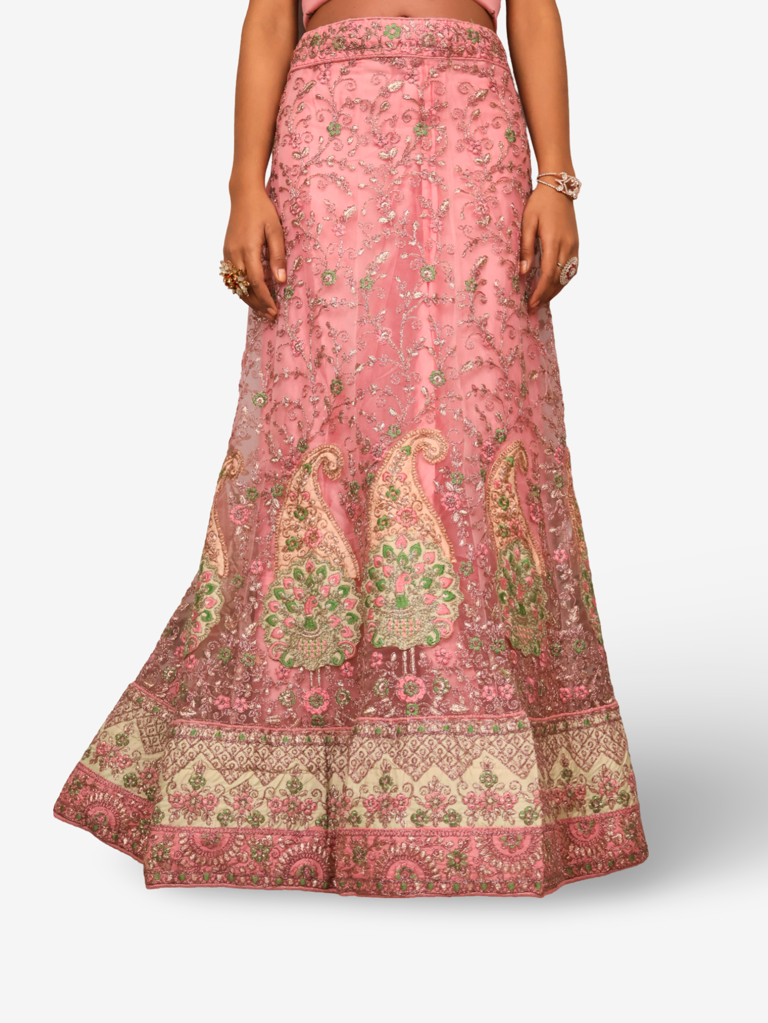 Semi-Stitched Lehenga with Soft Net Fabric & Zari Thread Work by Shreekama Pink Semi-Stitched Lehenga for Party Festival Wedding Occasion in Noida