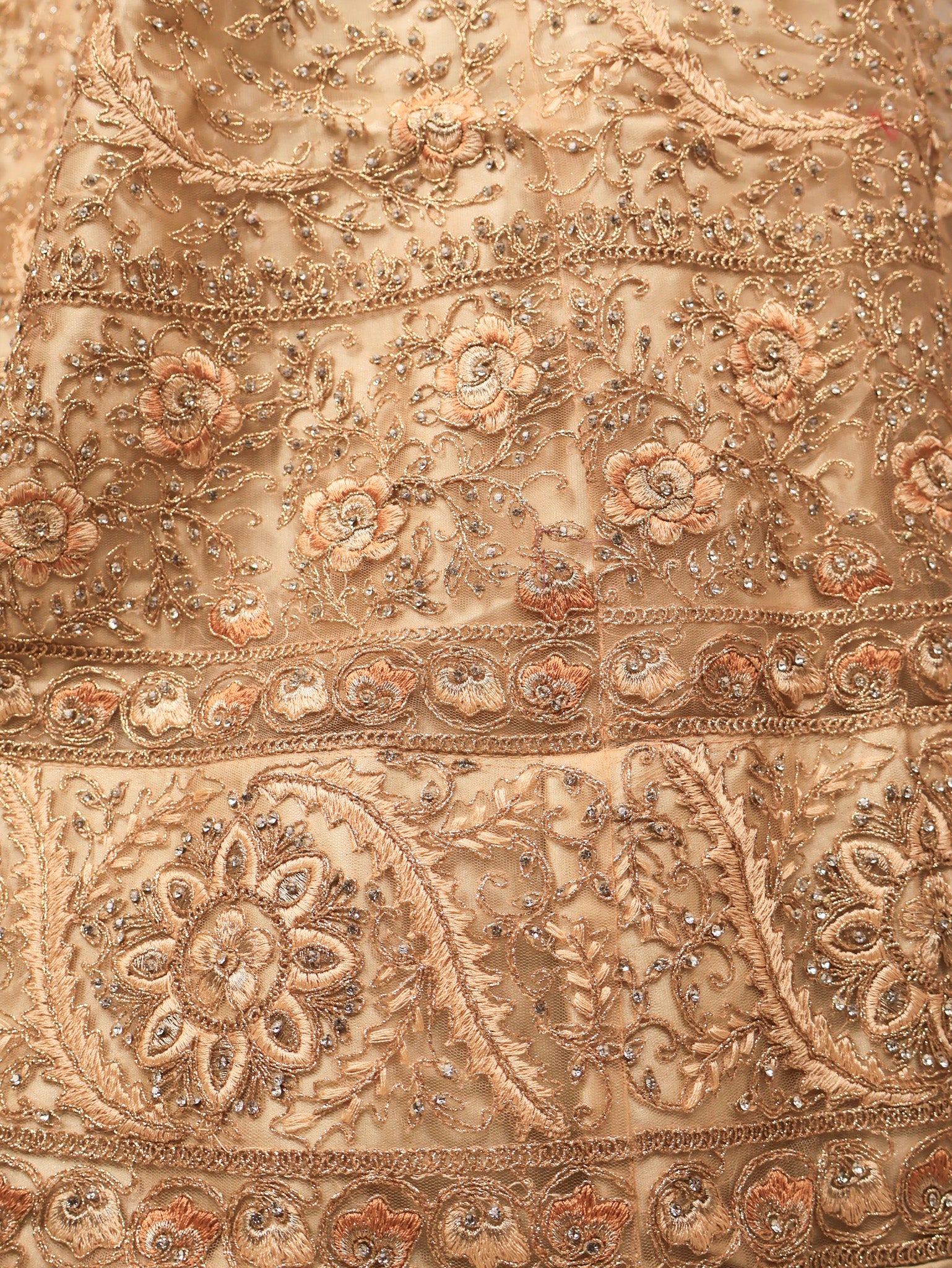 Semi-Stitched Lehenga with American Diamond & Zari Thread Work by Shreekama Gold Semi-Stitched Lehenga for Party Festival Wedding Occasion in Noida