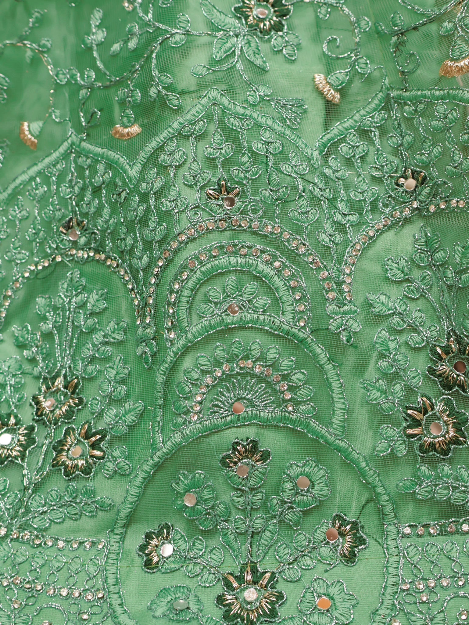 Semi-Stitched Lehenga with Embroidery & Zari Thread Work by Shreekama Pista Green Semi-Stitched Lehenga for Party Festival Wedding Occasion in Noida