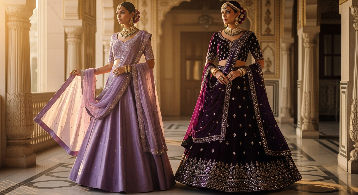 Purple-Passionnull-Styling-Lavender-and-Eggplant-Lehengas-for-Fall-Weddings