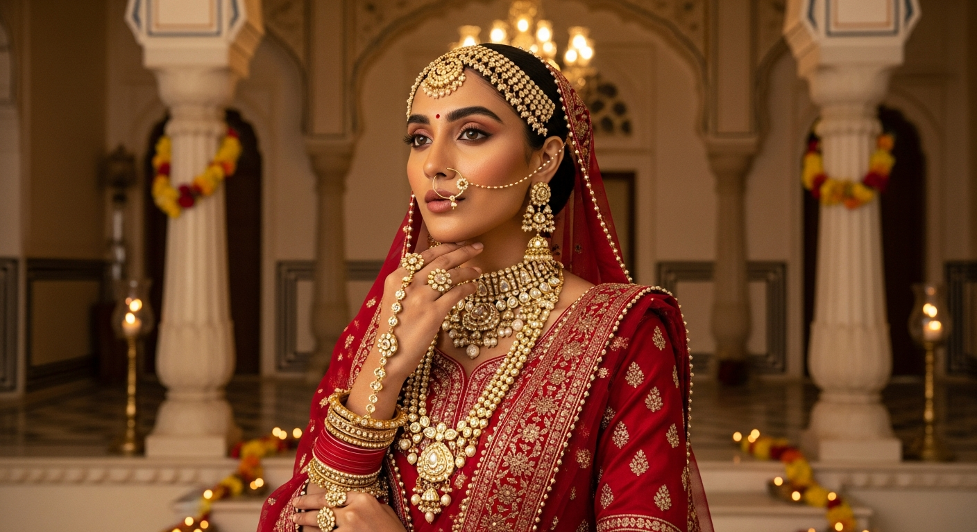 Polki-or-Kundan?-Choosing-the-Right-Jewelry-for-Your-Red-Bridal-Lehenga