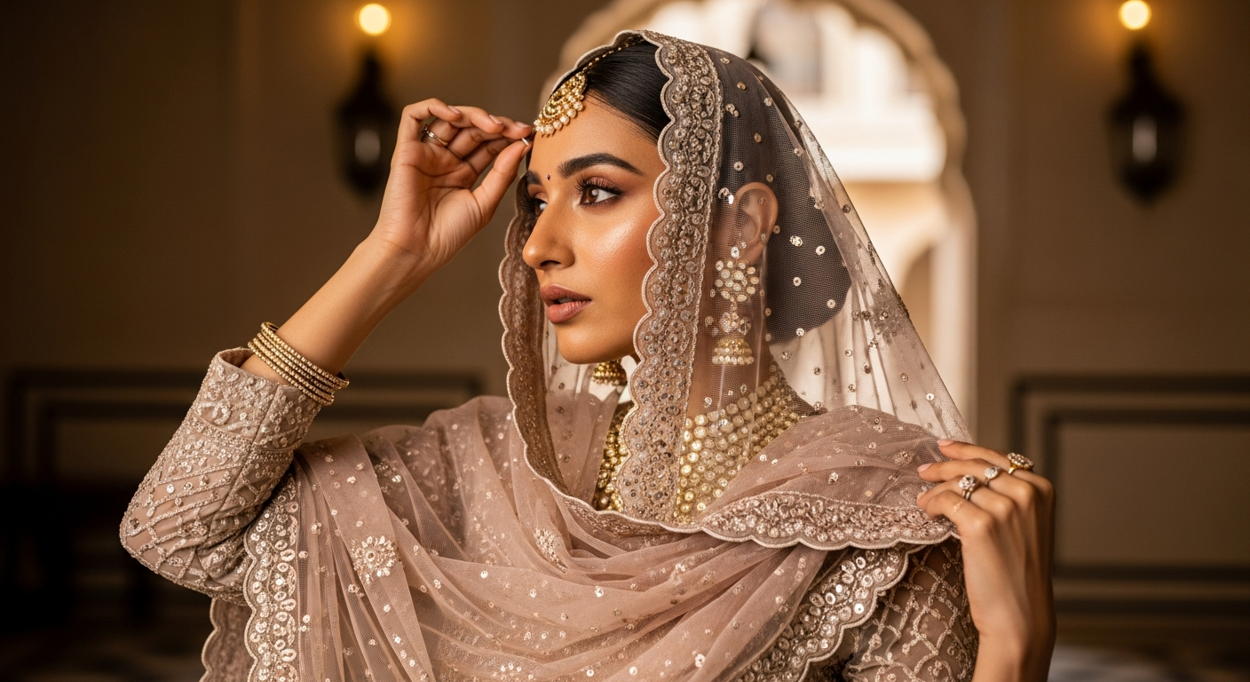 How-to-Pin-a-Net-Dupatta-on-Your-Head-without-Slipping