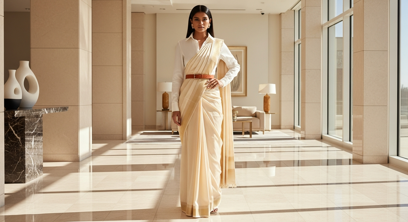 Styling-a-Saree-with-a-Shirtnull-The-Indo-Western-Work-Look