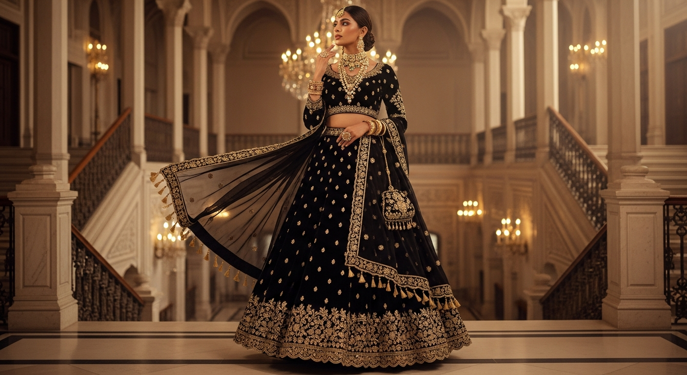 Black-and-Gold-Lehengasnull-Breaking-Traditions-for-the-Reception
