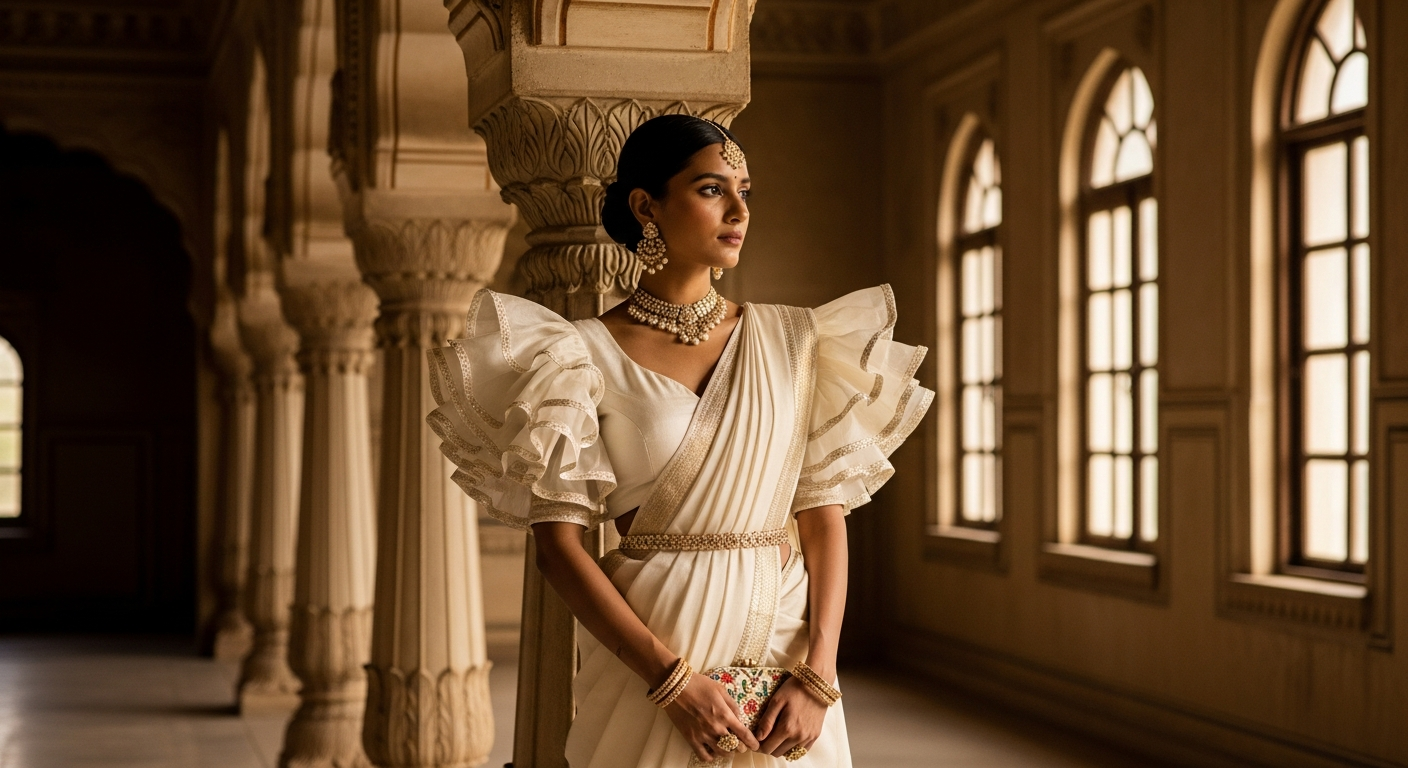 Ruffle-Sleeve-Blousesnull-Adding-Drama-to-Your-Simple-Saree