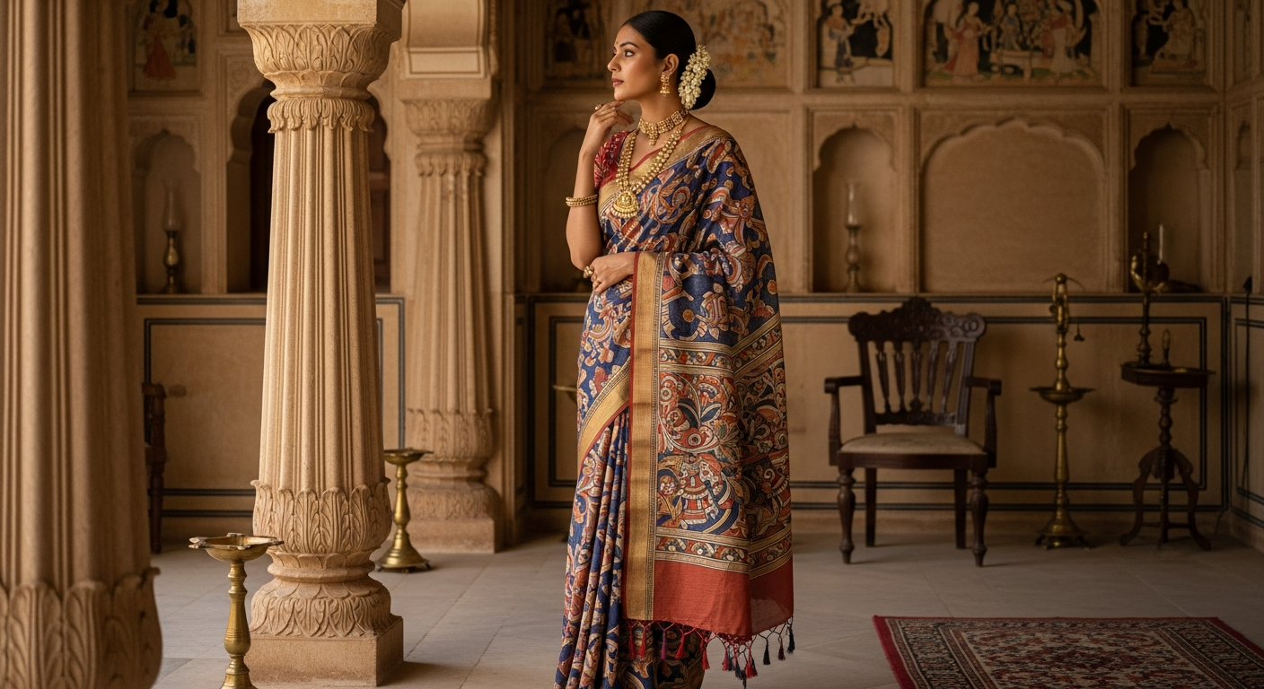 Kalamkari-Sareesnull-The-Art-of-Hand-Painted-Textiles