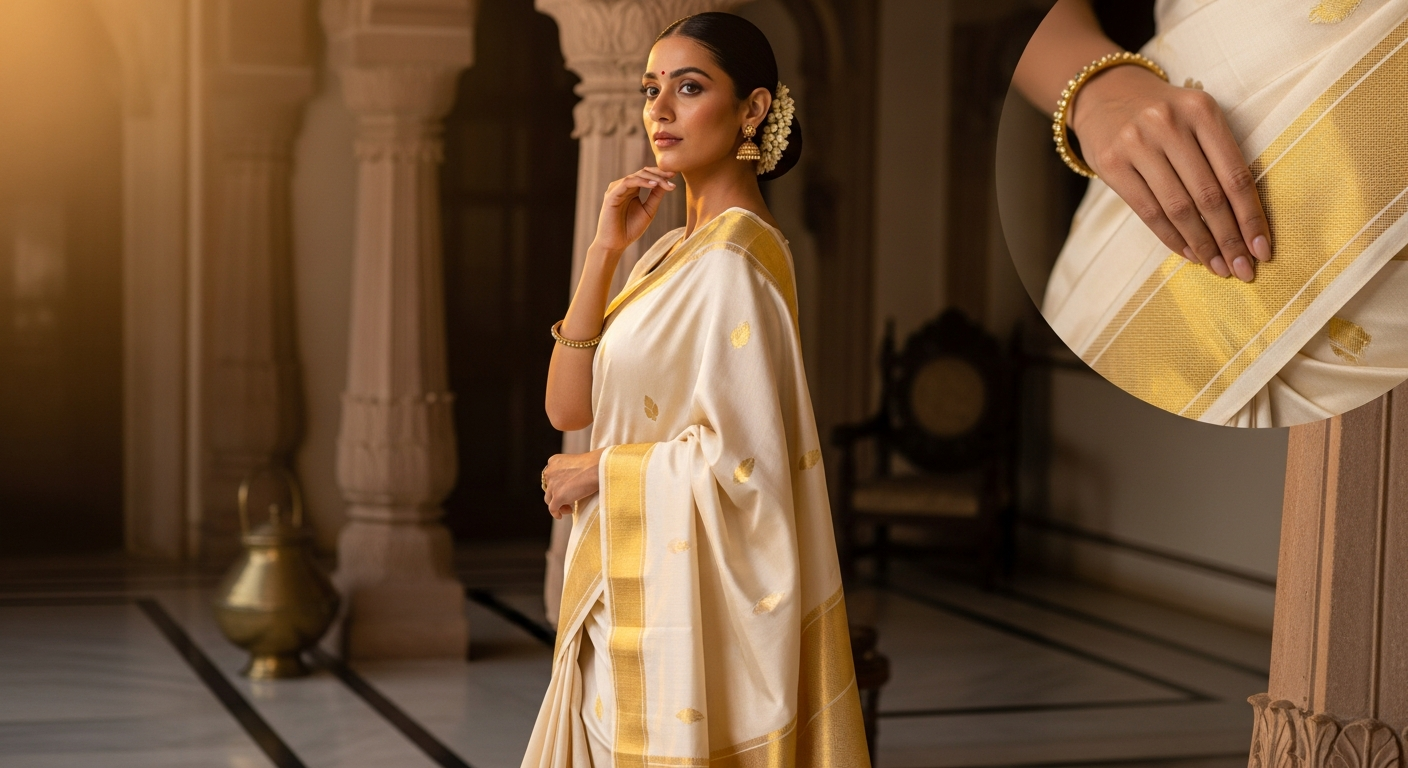 Mysore-Silk-Sareesnull-The-Minimalist's-Gold-Border-Choice