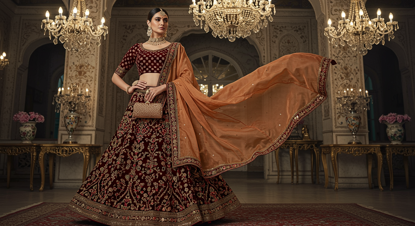 Velvet,-Silk,-or-Net?-Choosing-the-Right-Fabric-for-Your-Party-Wear-Lehenga