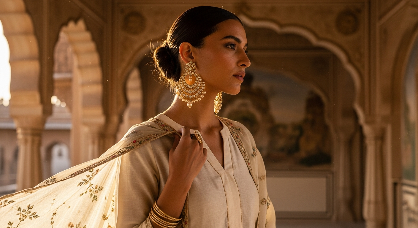 Chandbali-Stylingnull-Pairing-Large-Earrings-with-Simple-Kurtas