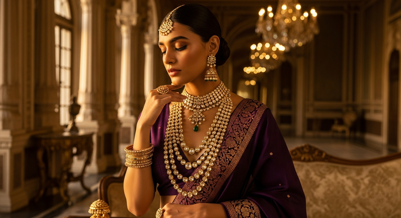 Styling-Long-Rani-Haars-with-Deep-Neck-Blouses
