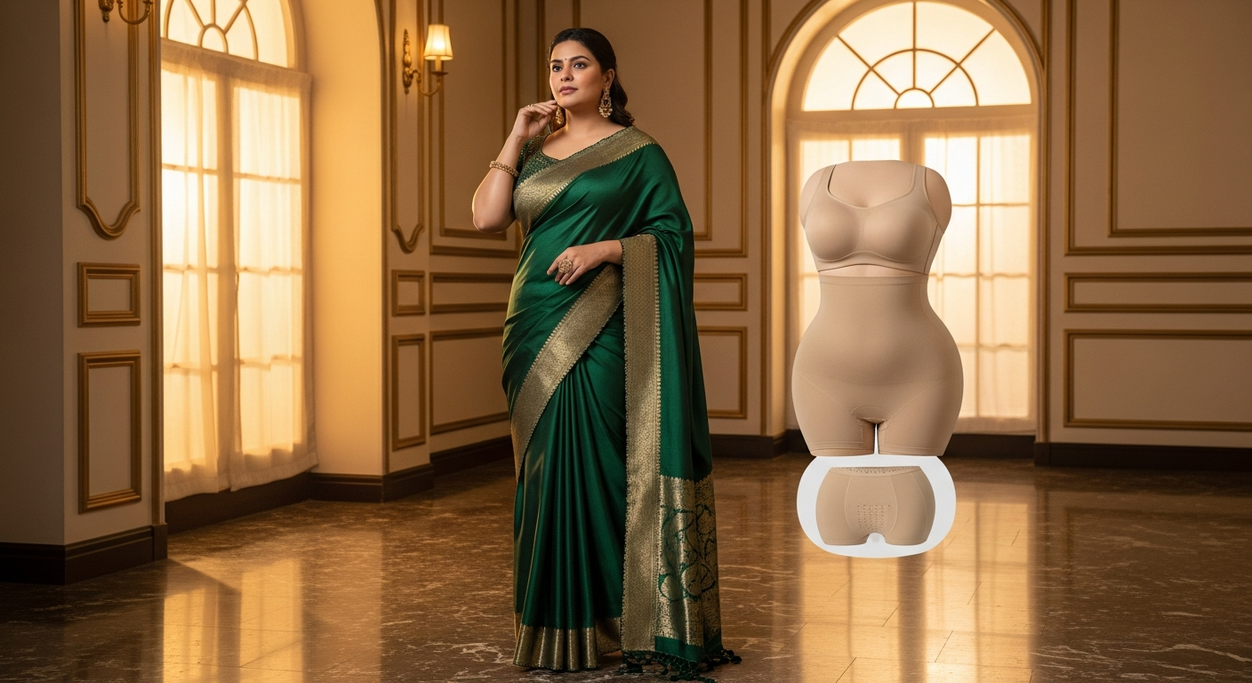 Saree-Draping-for-Plus-Size-Womennull-Hacks-to-Look-Slimmer